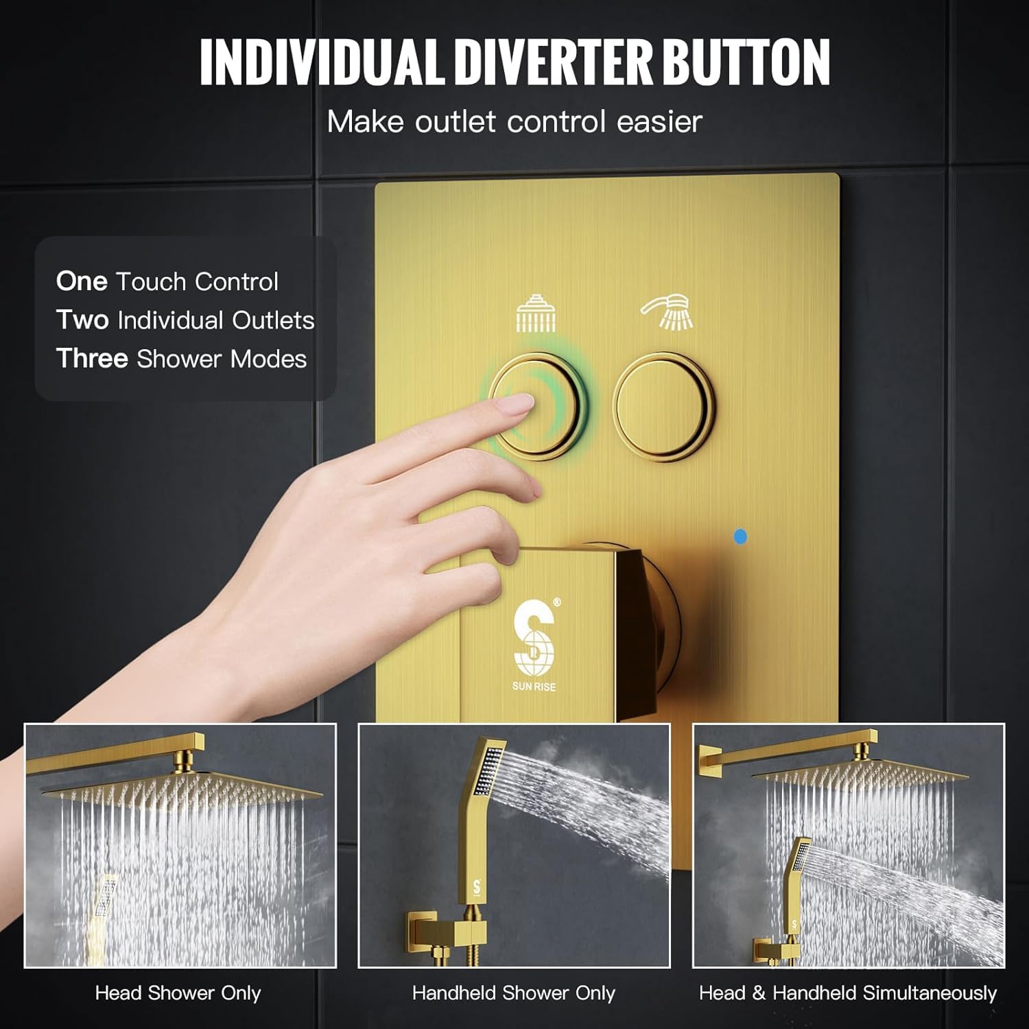 Cross Bar Button Shower Set (Square)