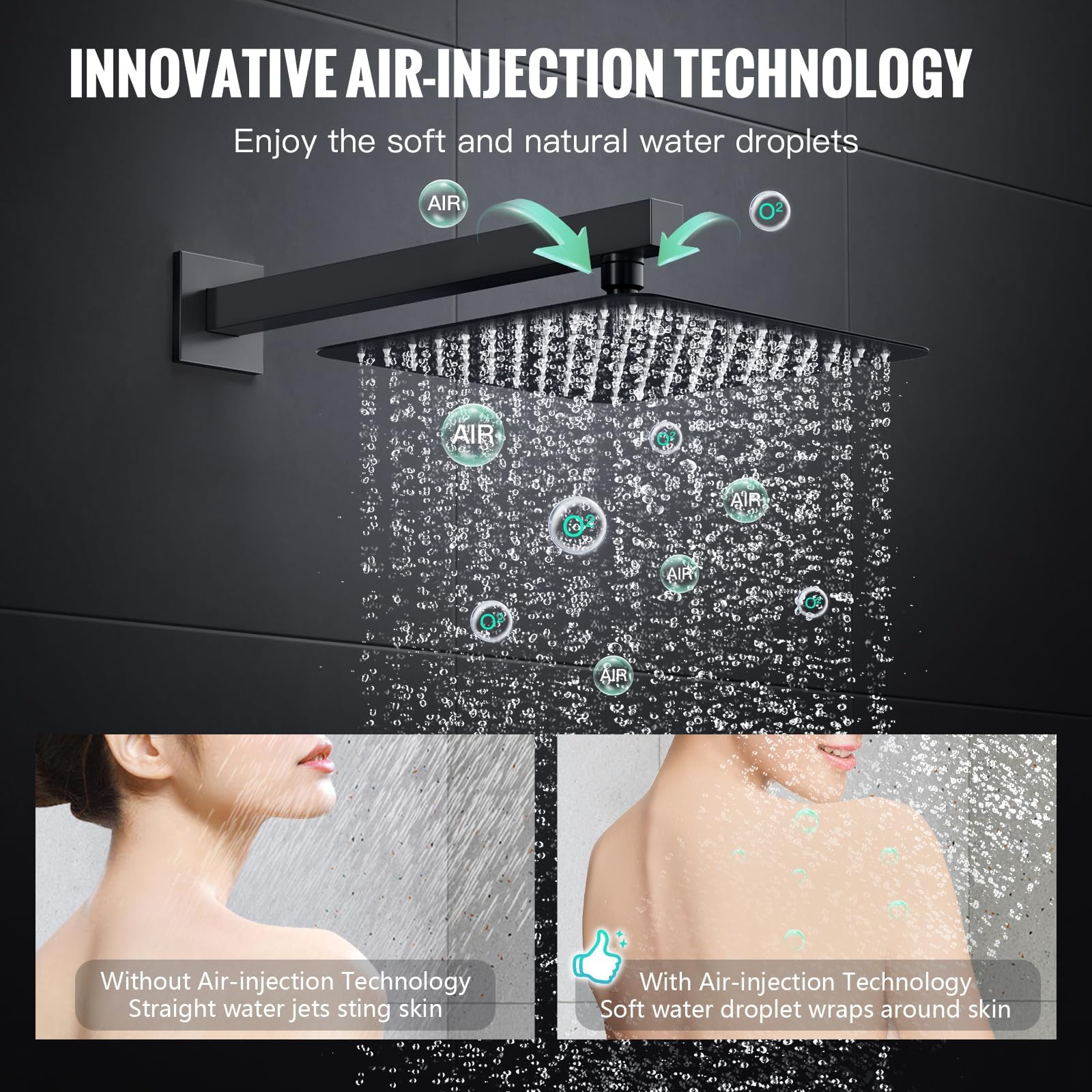 Cross Bar Button Shower Set (Square)