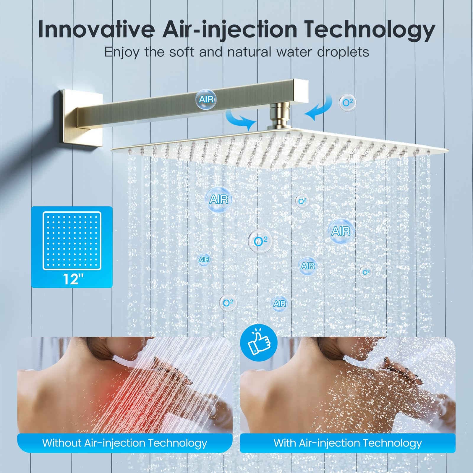 Cross Bar Button Shower Set (Square)