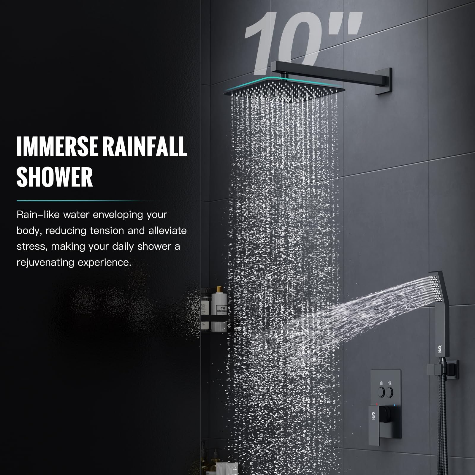 Cross Bar Button Shower Set (Square)