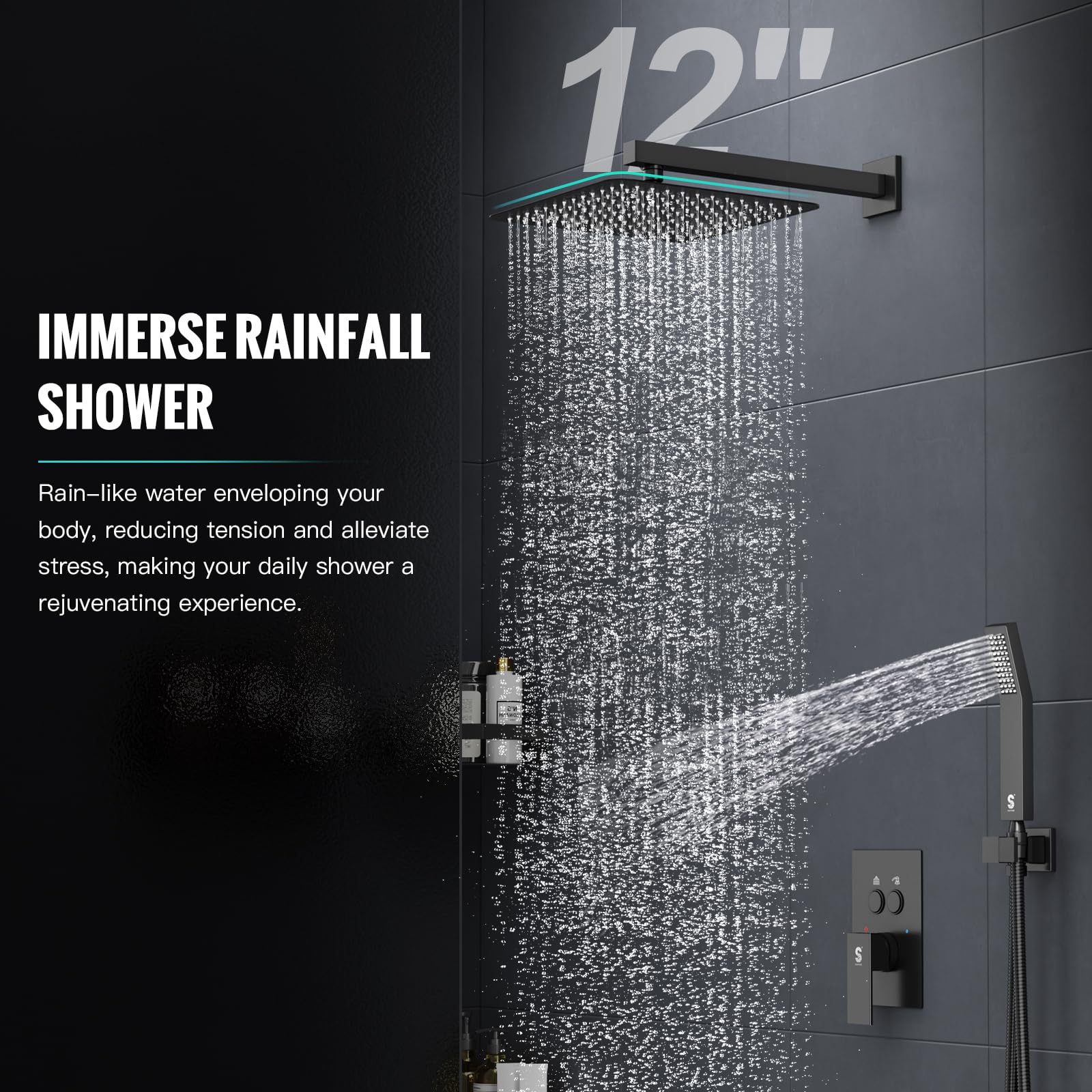 Cross Bar Button Shower Set (Square)