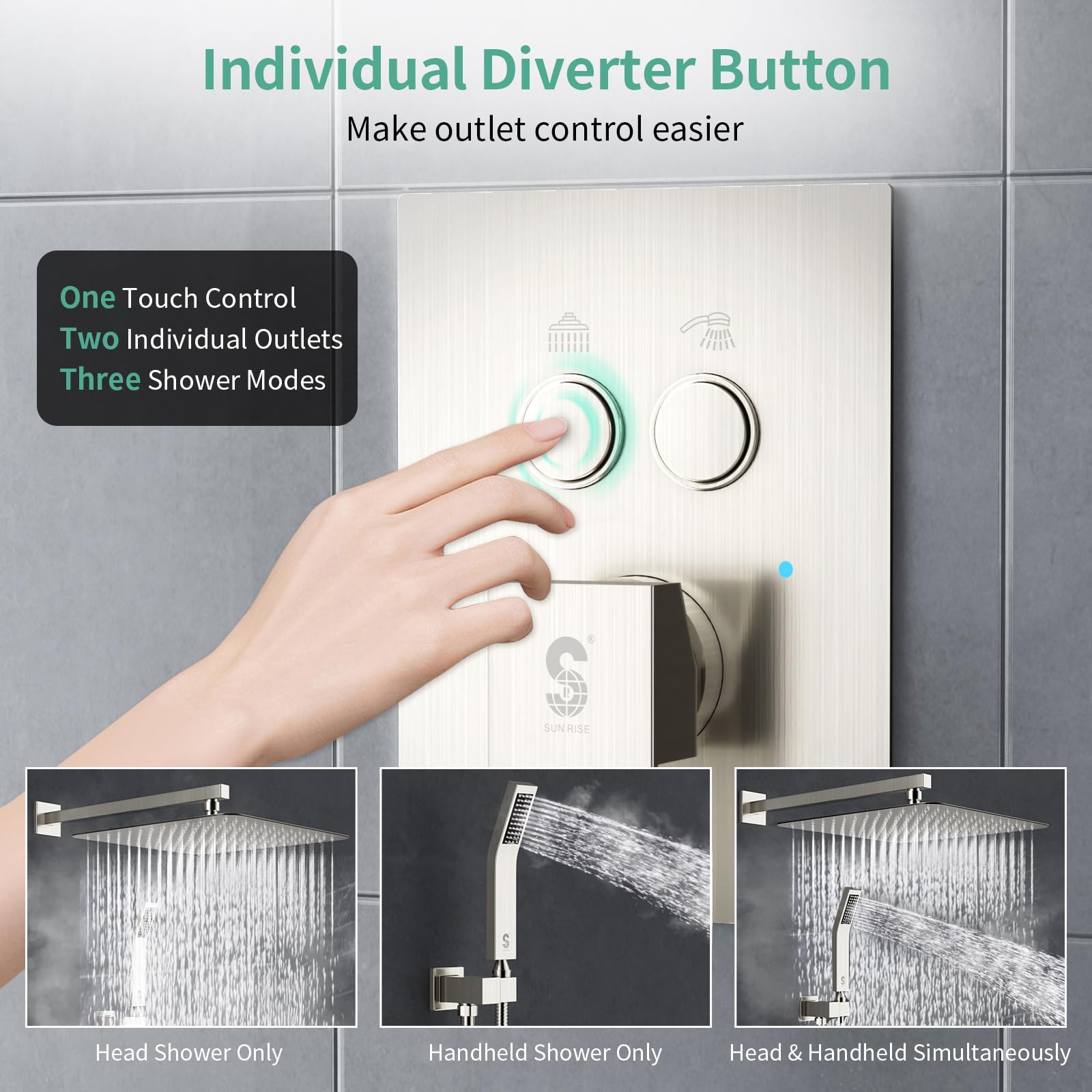 Cross Bar Button Shower Set (Square)