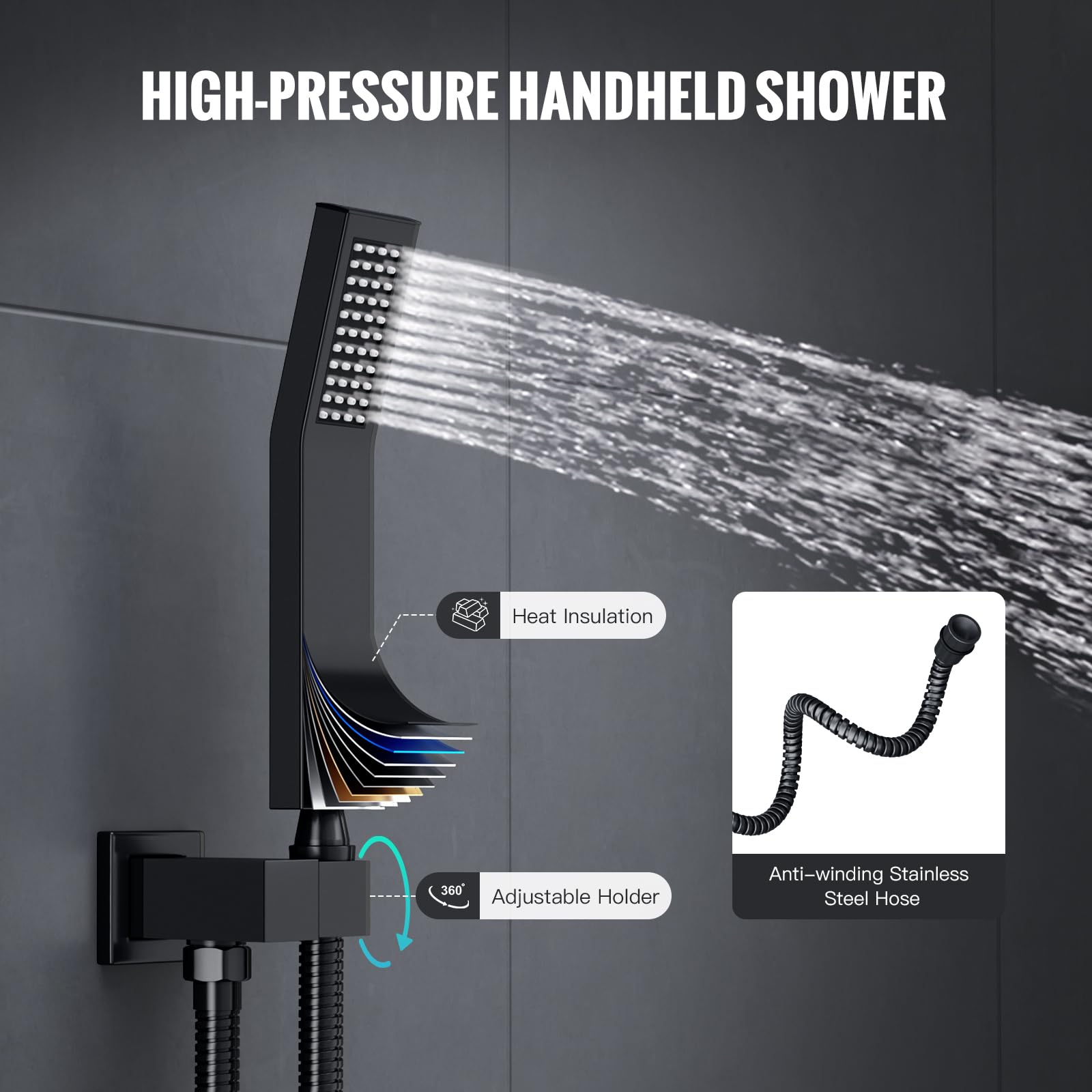 Cross Bar Button Shower Set (Square)