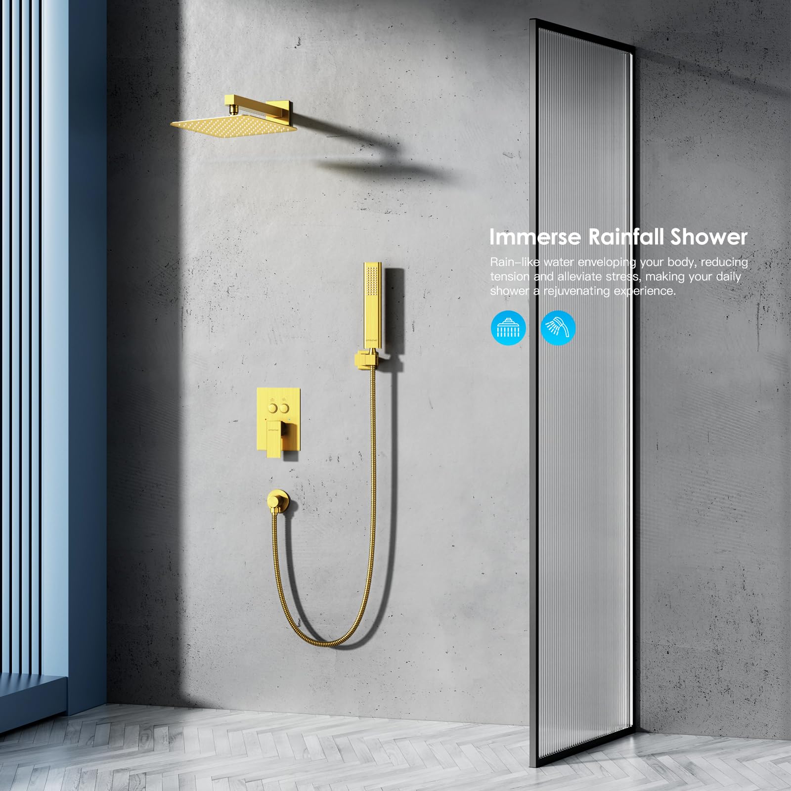 Cross Bar Button Shower Set (Square)