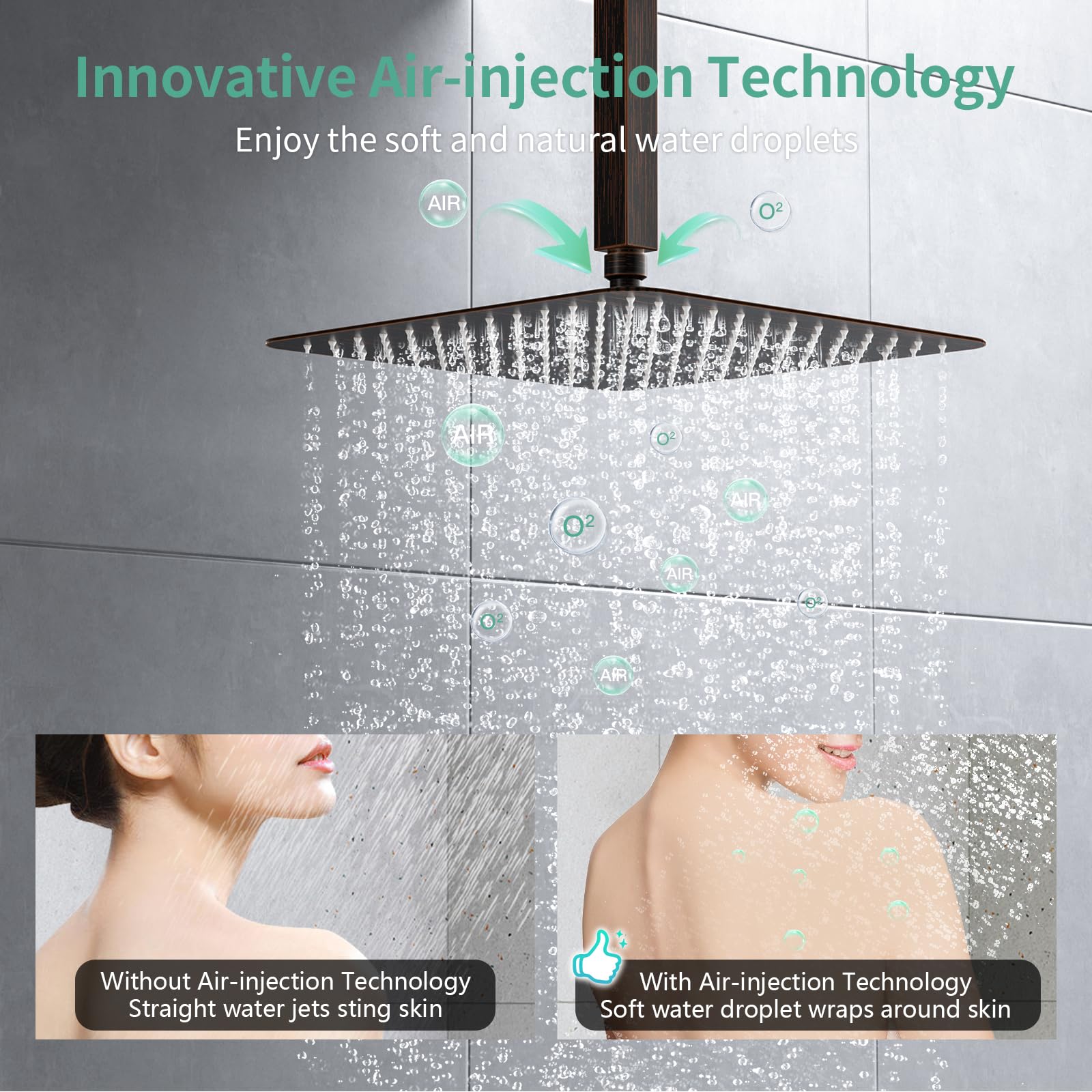 Ceiling Mounted Button Shower System (Square))