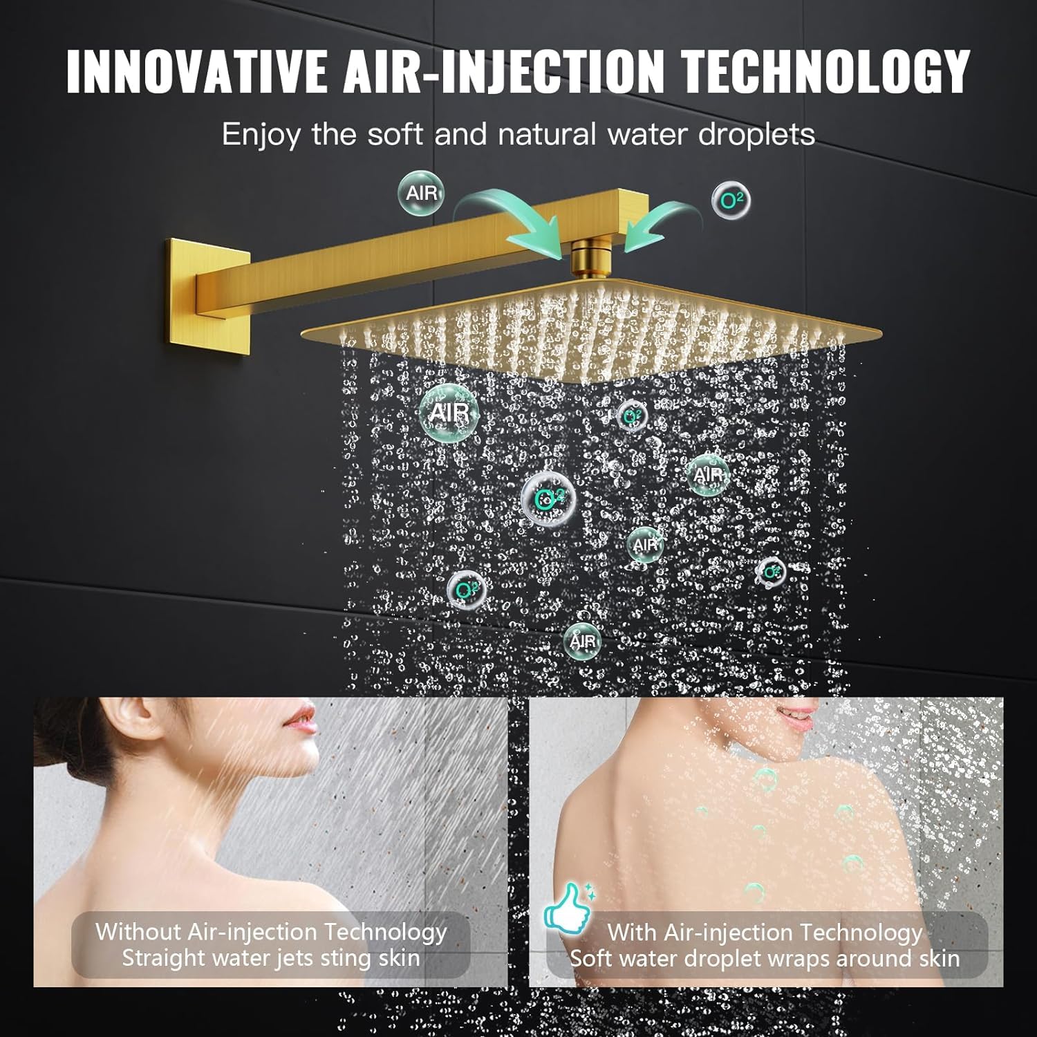 Cross Bar Button Shower Set (Square)