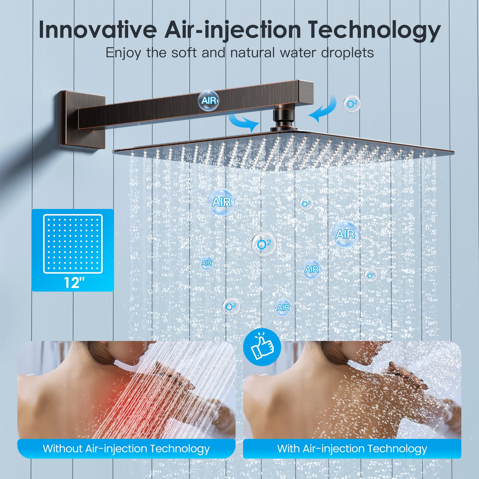 Cross Bar Button Shower Set (Square)