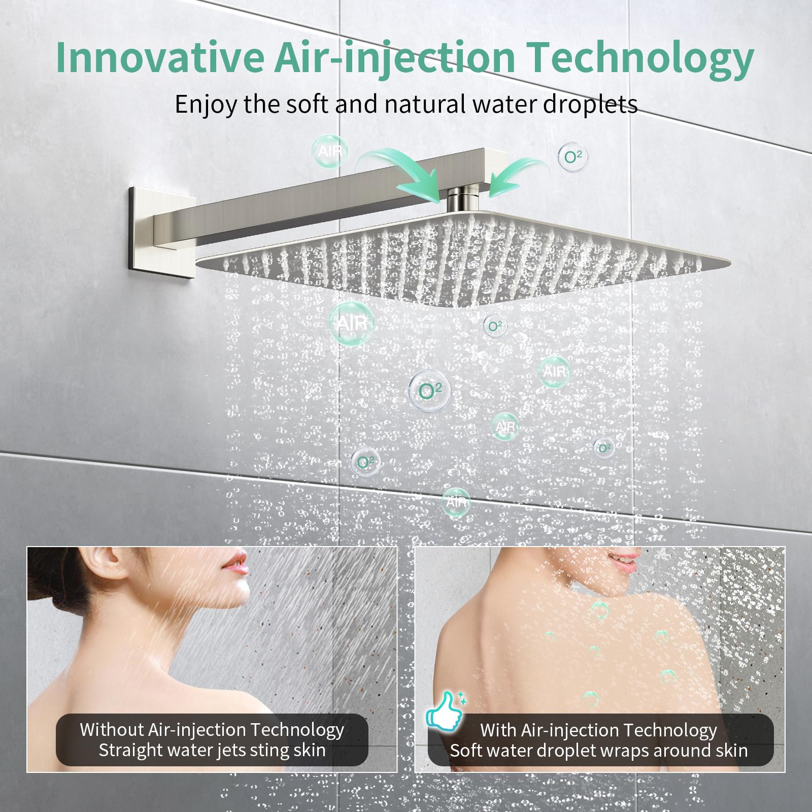 Cross Bar Button Shower Set (Square)