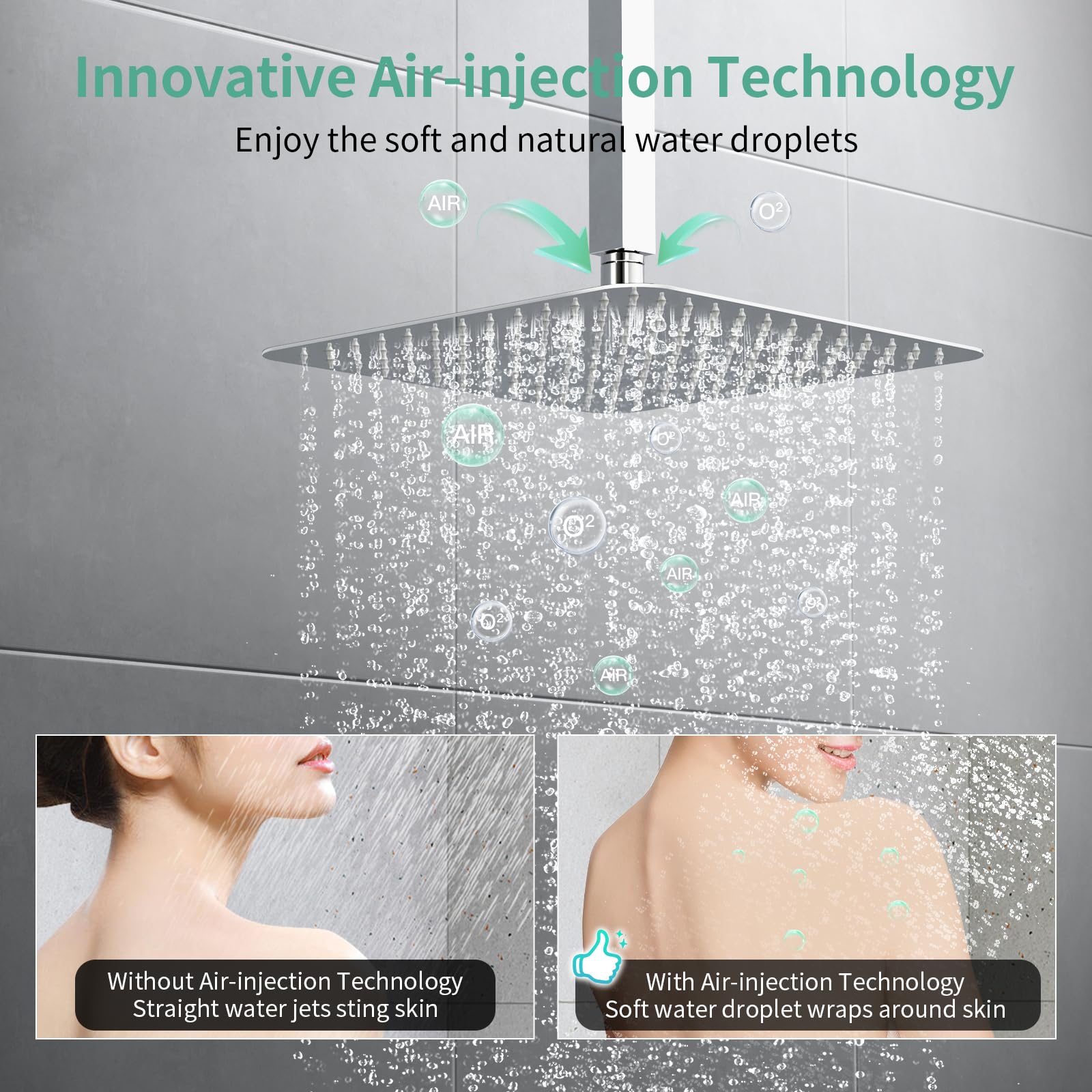 Ceiling Mounted Button Shower System (Square))