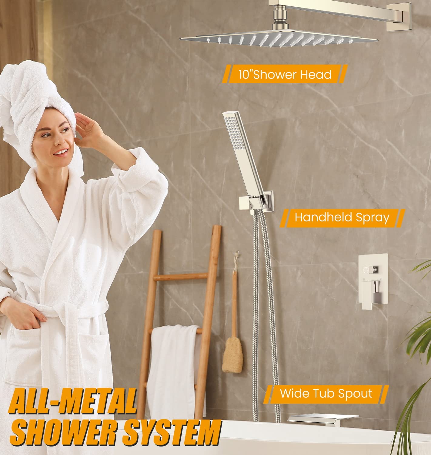 Shower System with Tub Spout Faucet Set