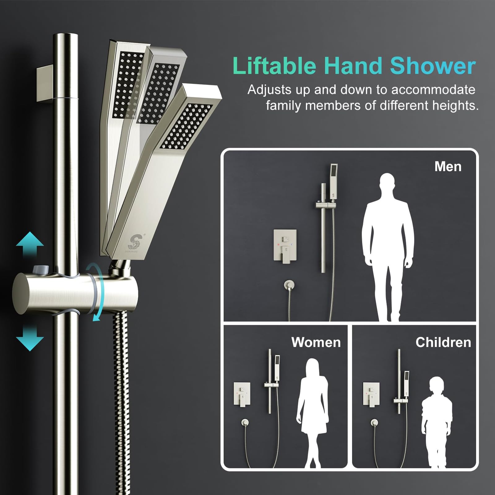 Slide Bar Shower Faucet Luxury High Pressure Shower Heads and Handheld shower Combo Set Wall Mounted Shower System