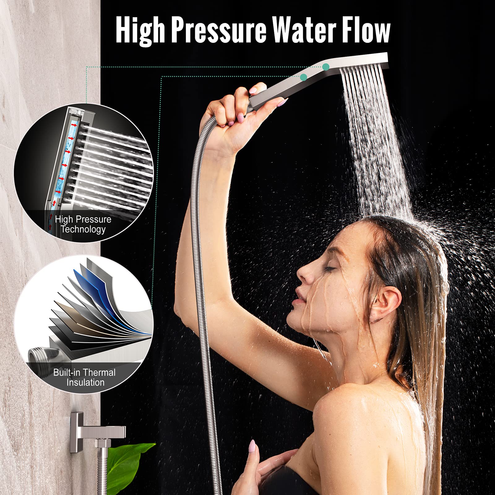 8 Inch Bend Pipe Shower Set (Square)