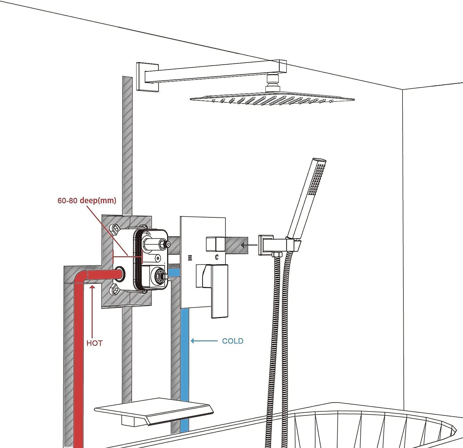 Shower System with Tub Spout Faucet Set