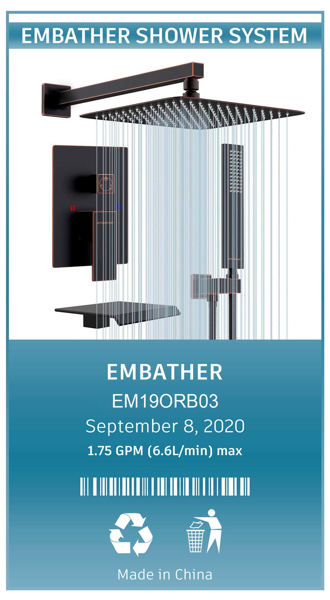 Shower System with Tub Spout Faucet Set