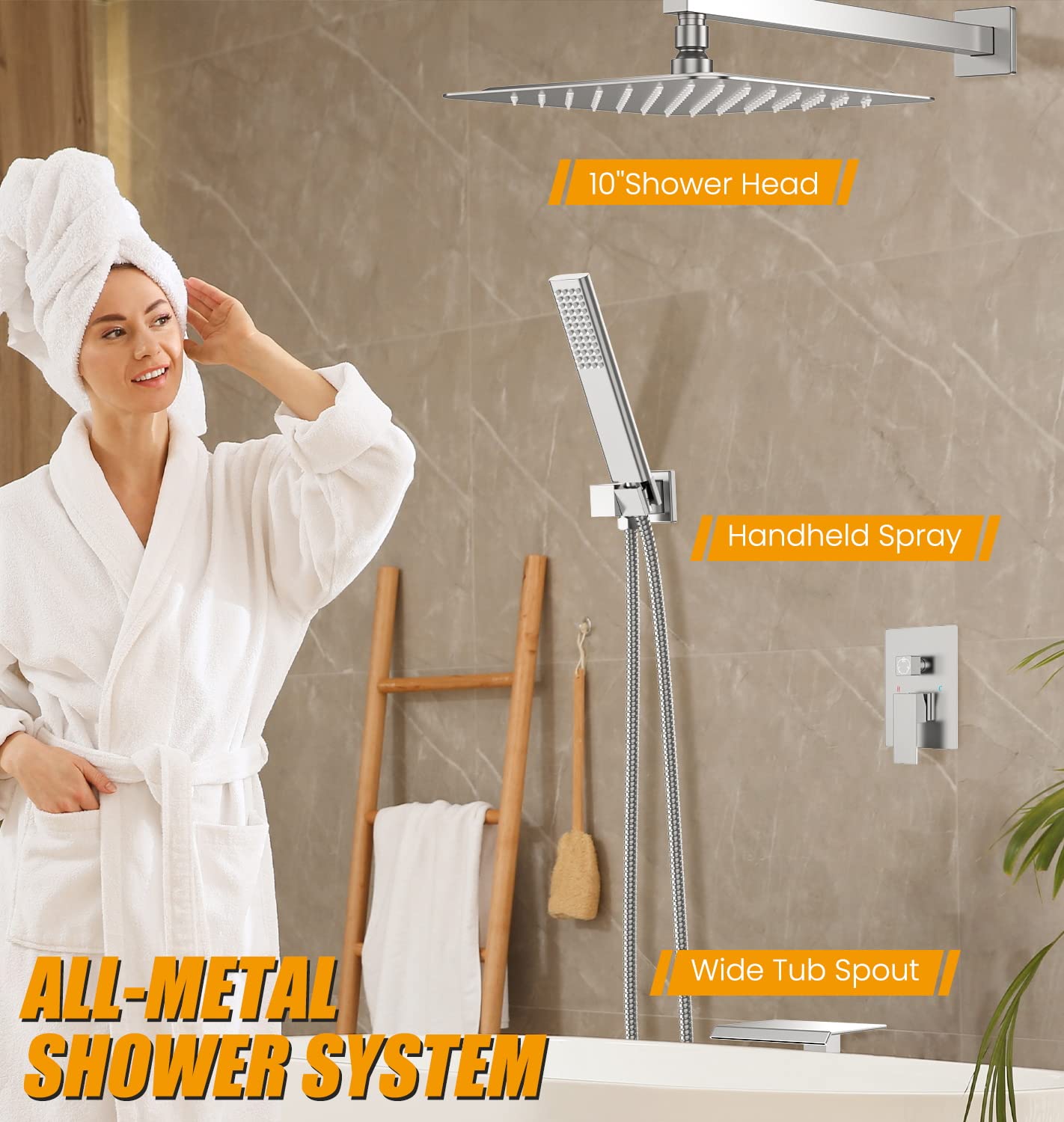 Shower System with Tub Spout Faucet Set