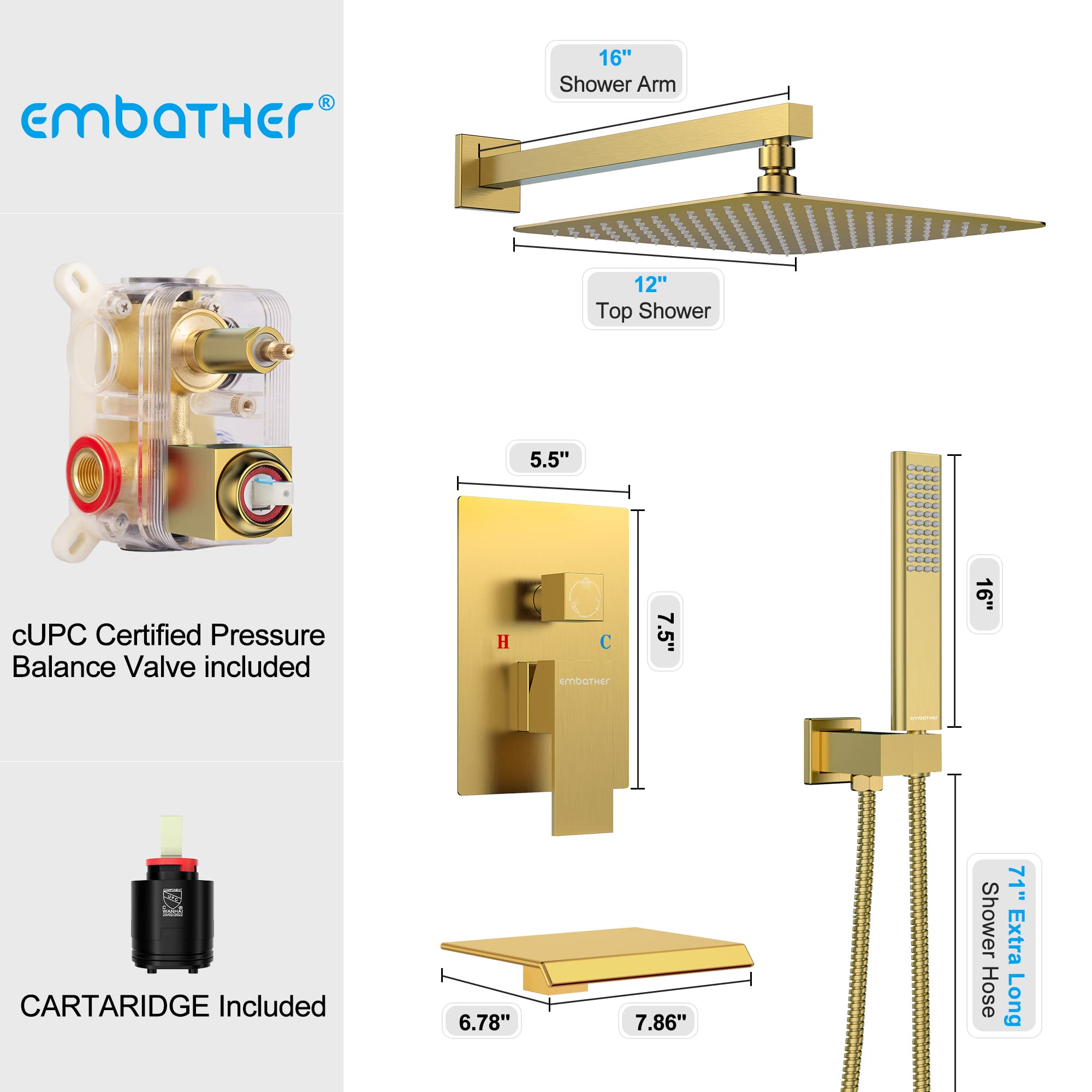 Shower System with Tub Spout Faucet Set