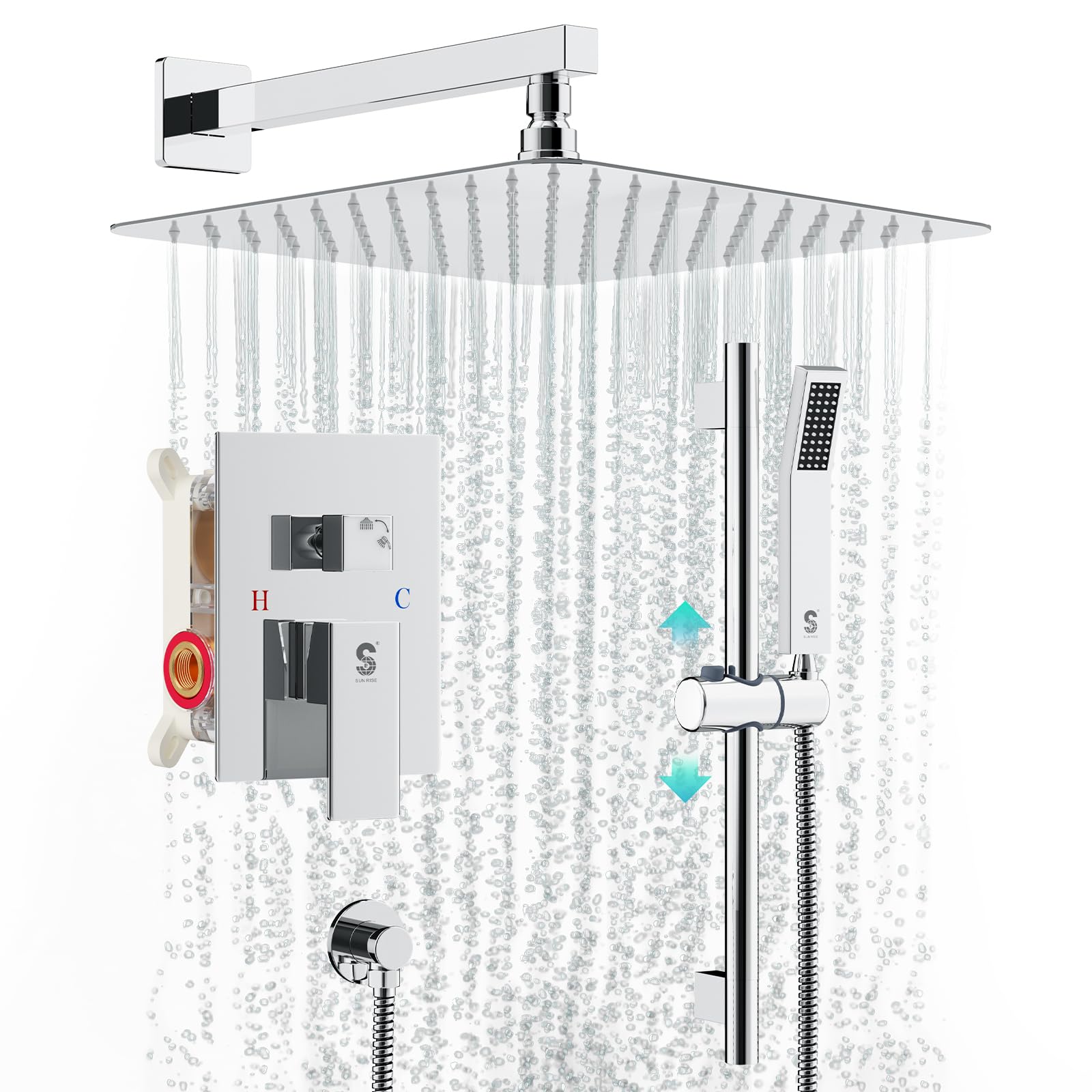 Slide Bar Shower Faucet Luxury High Pressure Shower Heads and Handheld shower Combo Set Wall Mounted Shower System