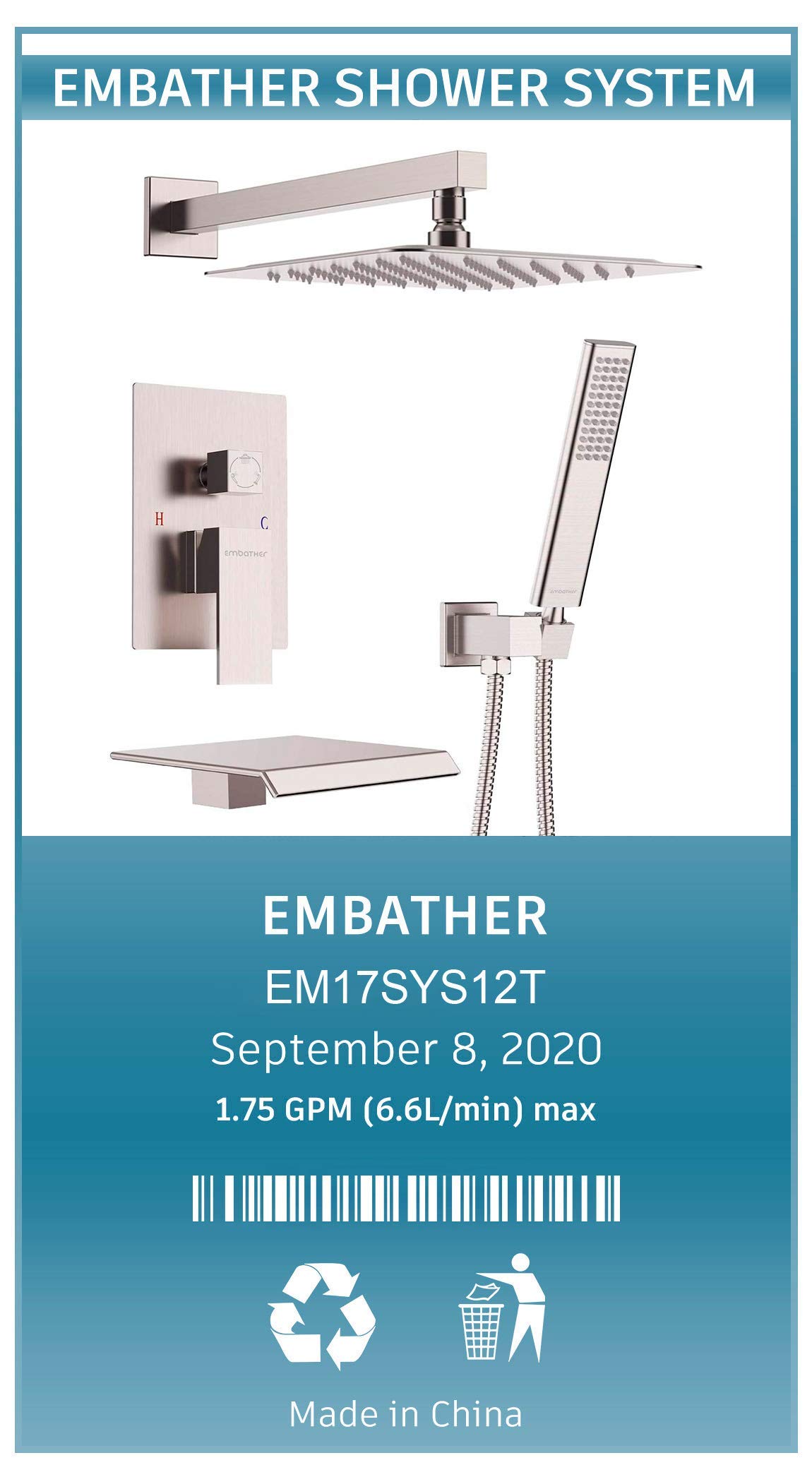 Shower System with Tub Spout Faucet Set