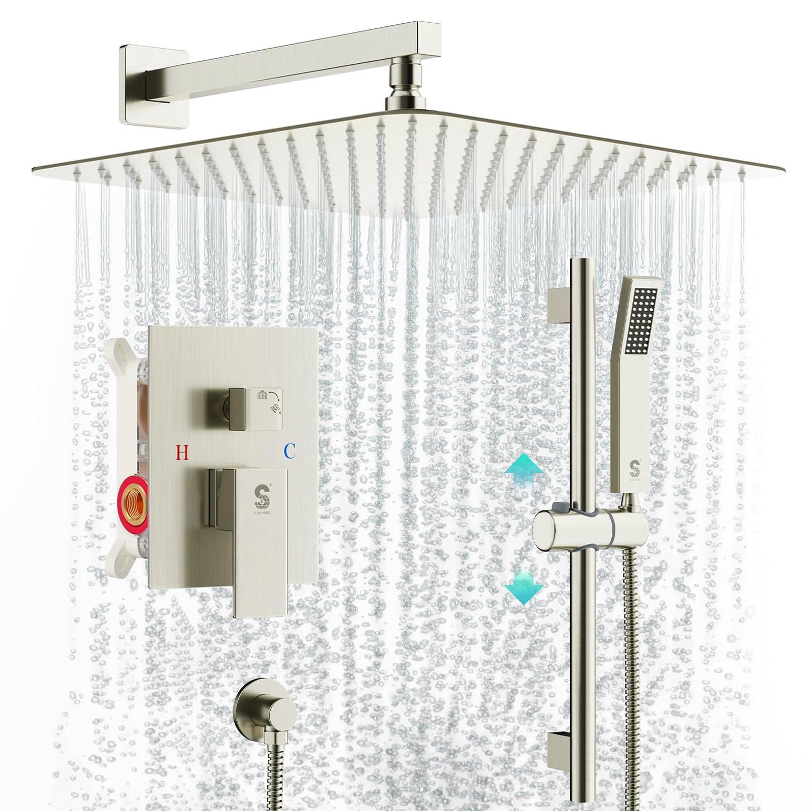 Slide Bar Shower Faucet Luxury High Pressure Shower Heads and Handheld shower Combo Set Wall Mounted Shower System