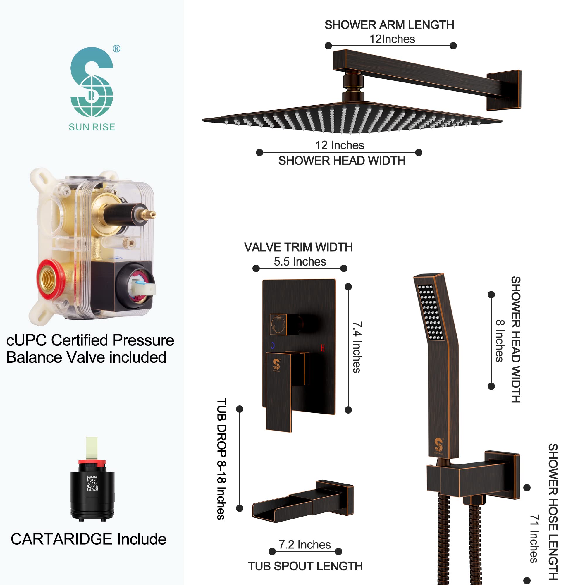 Bathtub Faucet Shower System with Tub Spout
