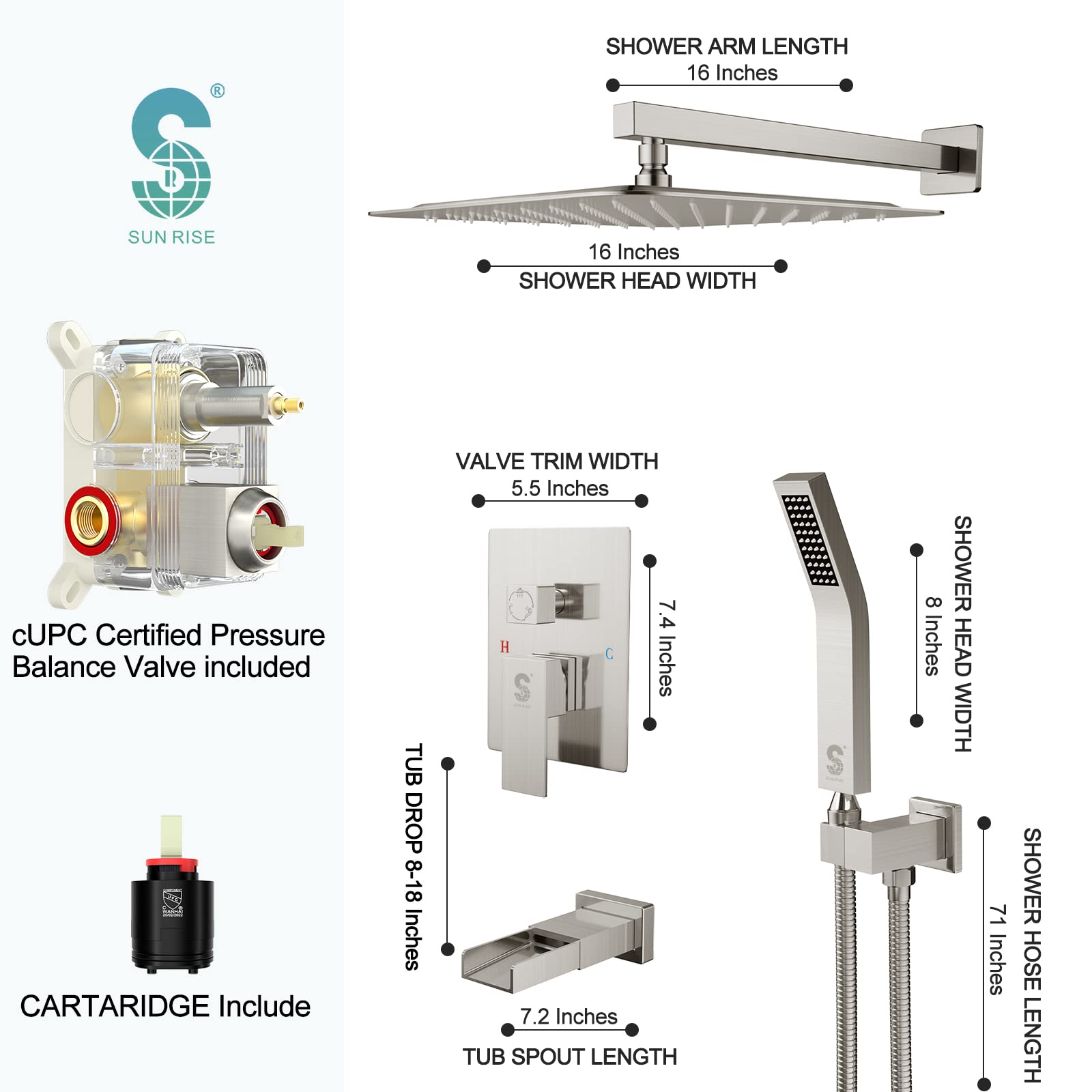 Bathtub Faucet Shower System with Tub Spout