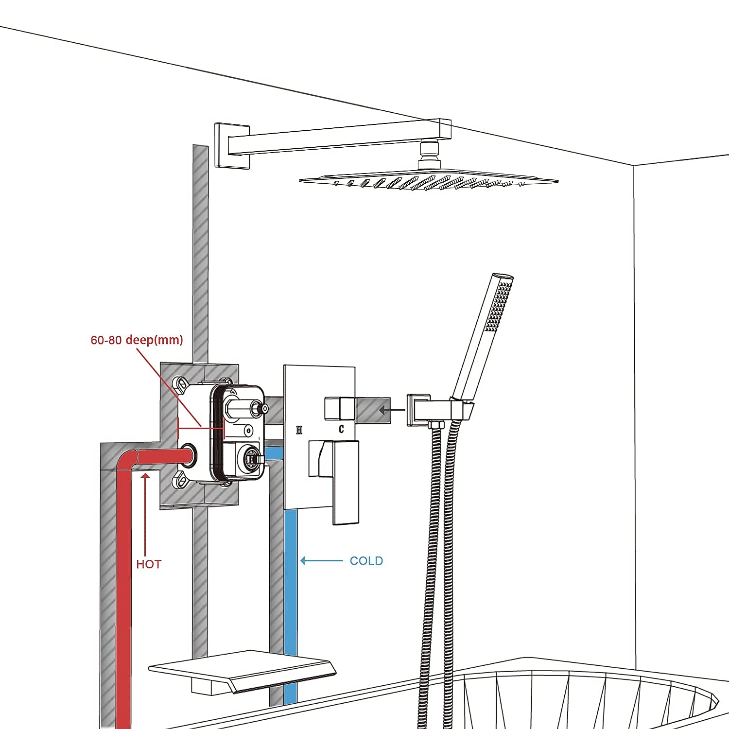 Shower System with Tub Spout Faucet Set