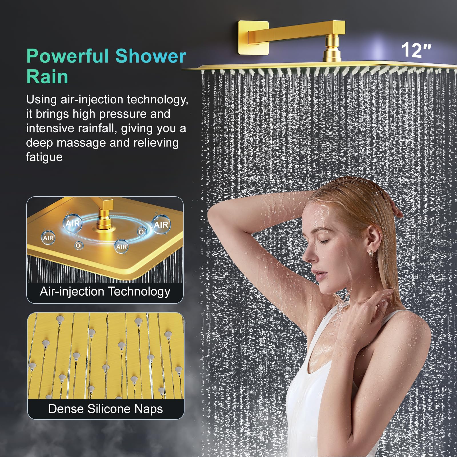 Slide Bar Shower Faucet Luxury High Pressure Shower Heads and Handheld shower Combo Set Wall Mounted Shower System