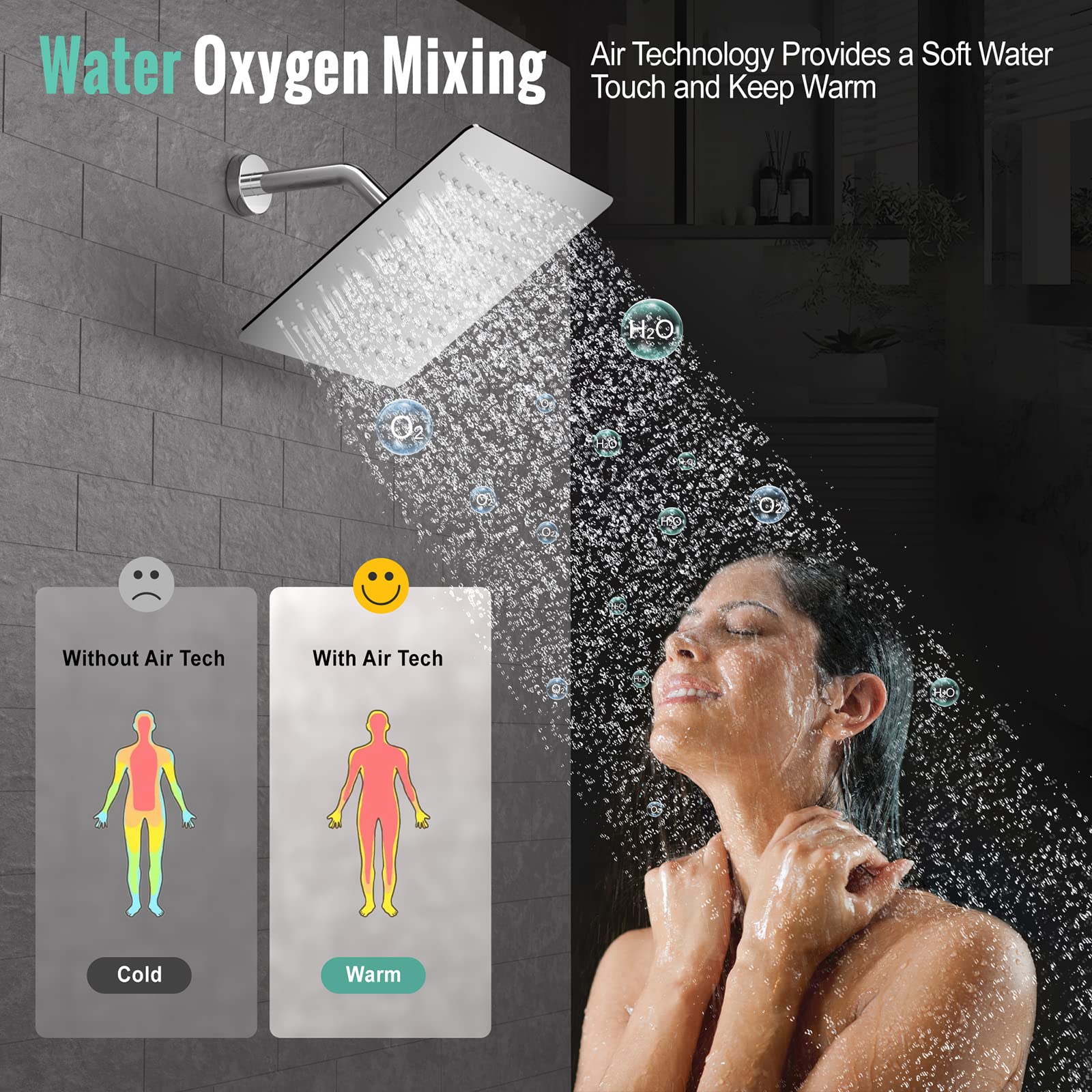 8 Inch Bend Pipe Shower Set (Square)