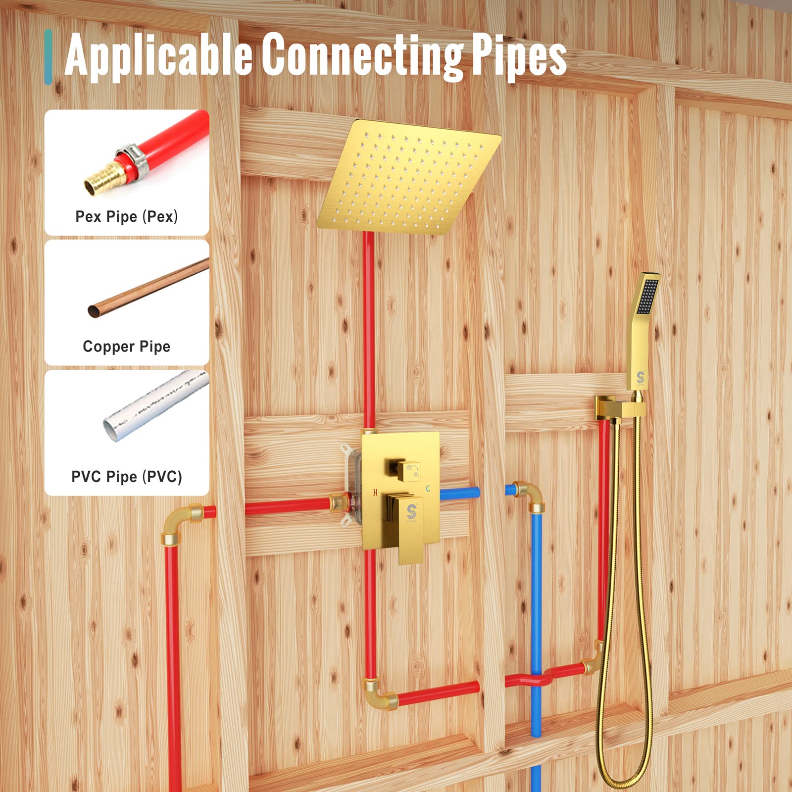 8 Inch Bend Pipe Shower Set (Square)