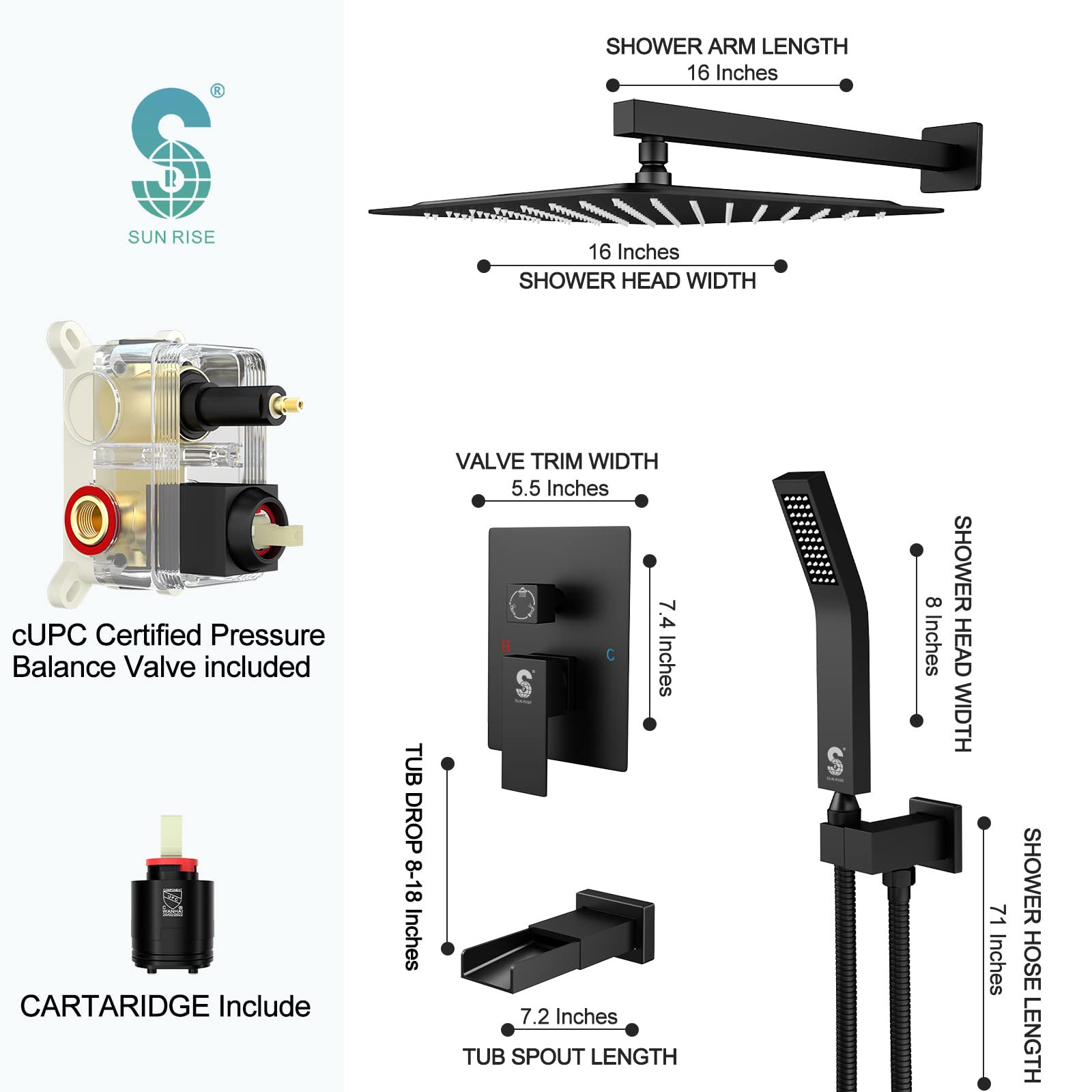 Bathtub Faucet Shower System with Tub Spout