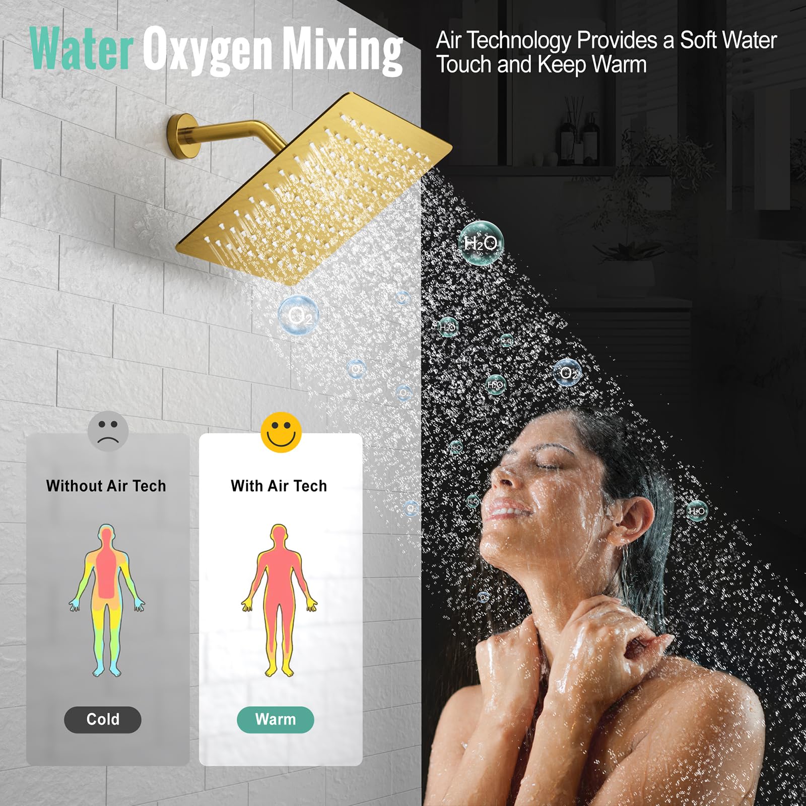 8 Inch Bend Pipe Shower Set (Square)