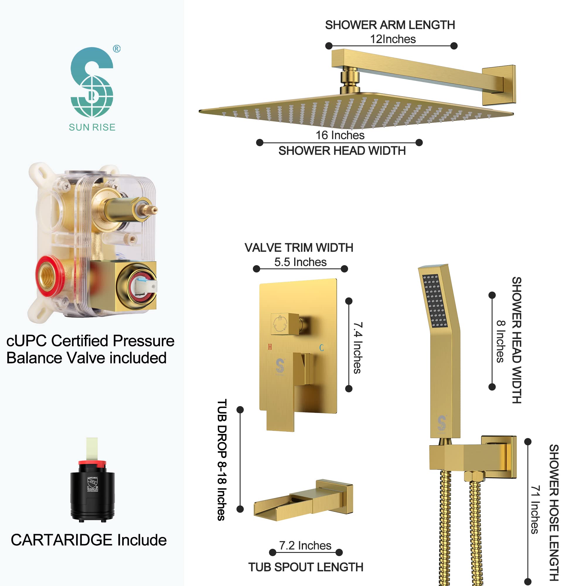 Bathtub Faucet Shower System with Tub Spout