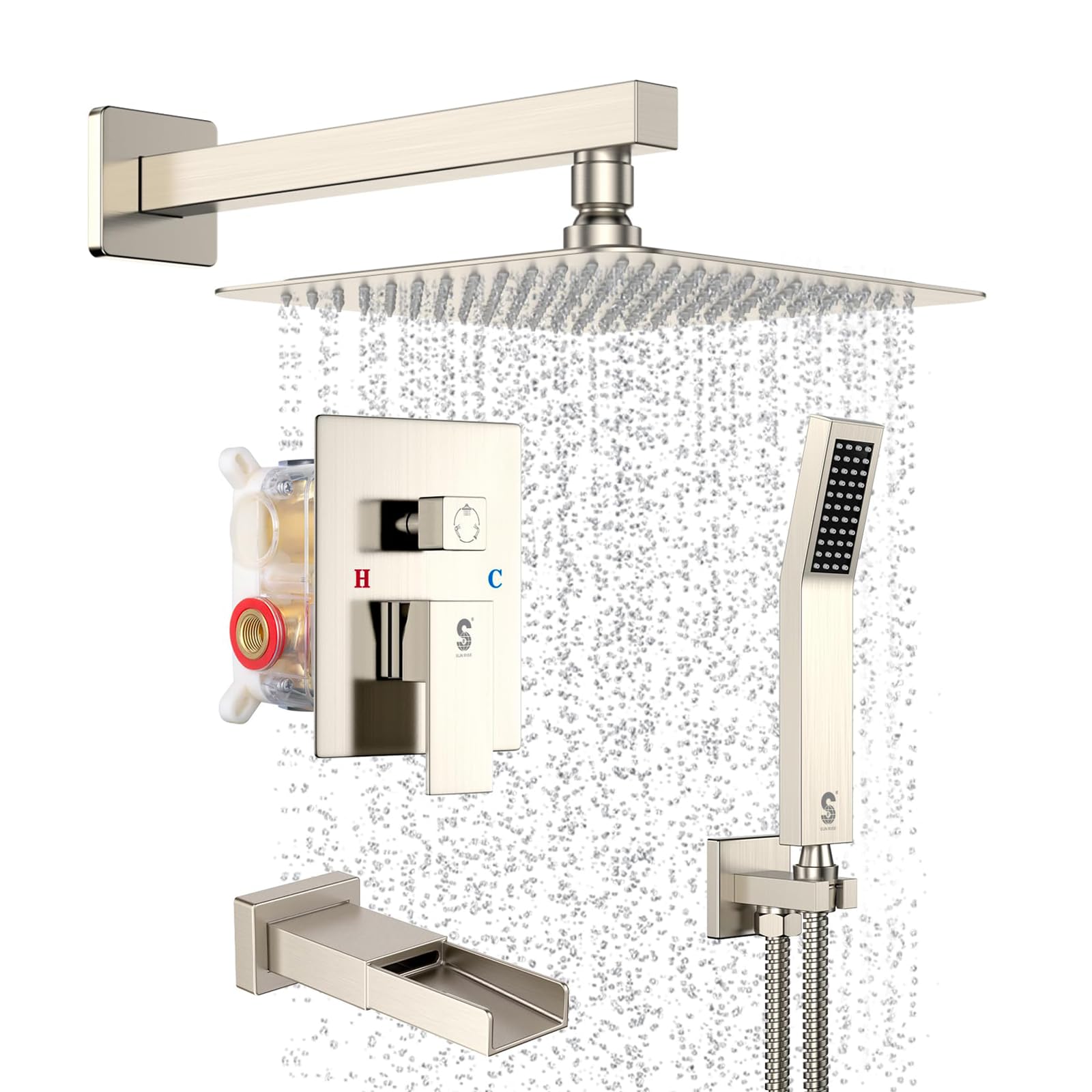 Bathtub Faucet Shower System with Tub Spout