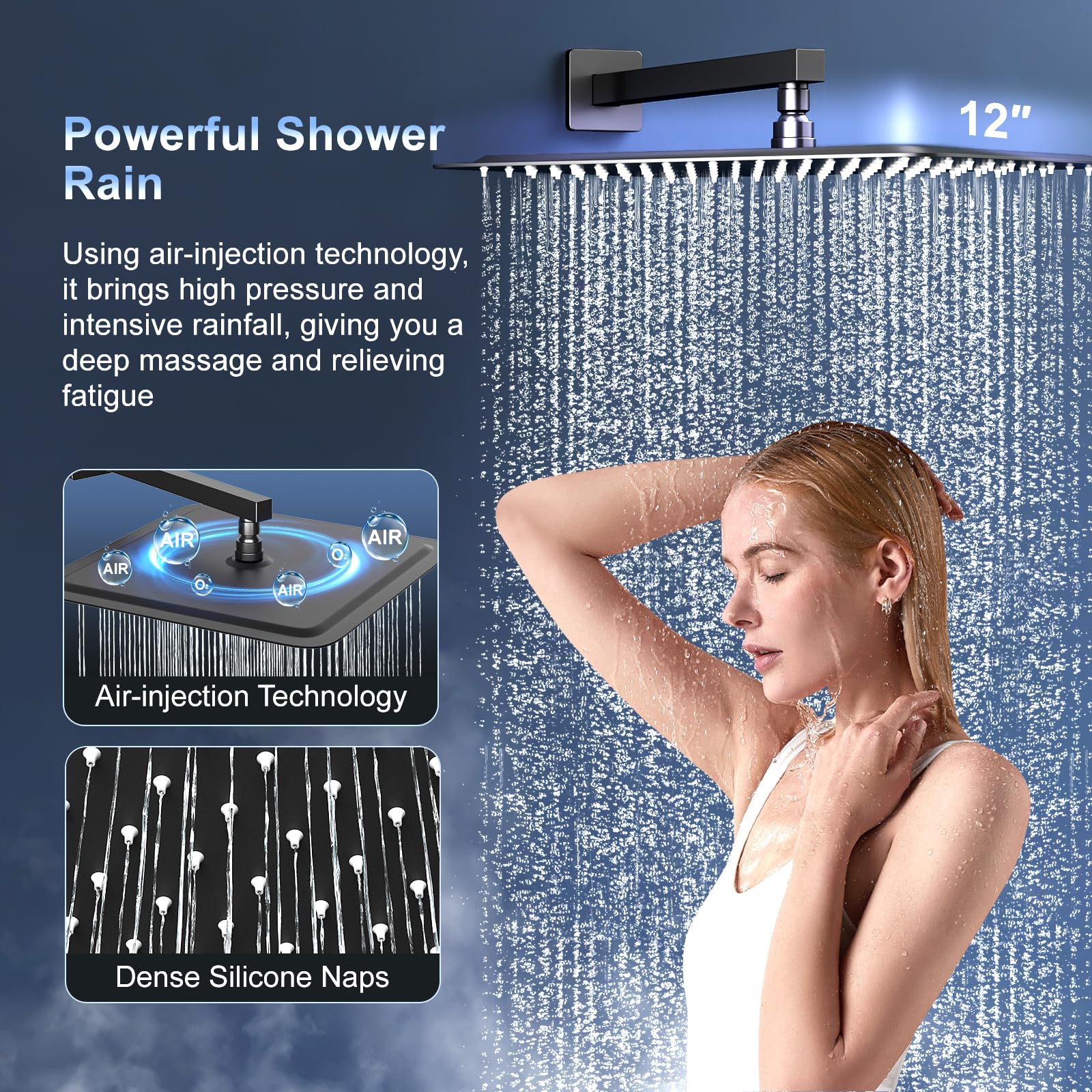 Slide Bar Shower Faucet Luxury High Pressure Shower Heads and Handheld shower Combo Set Wall Mounted Shower System