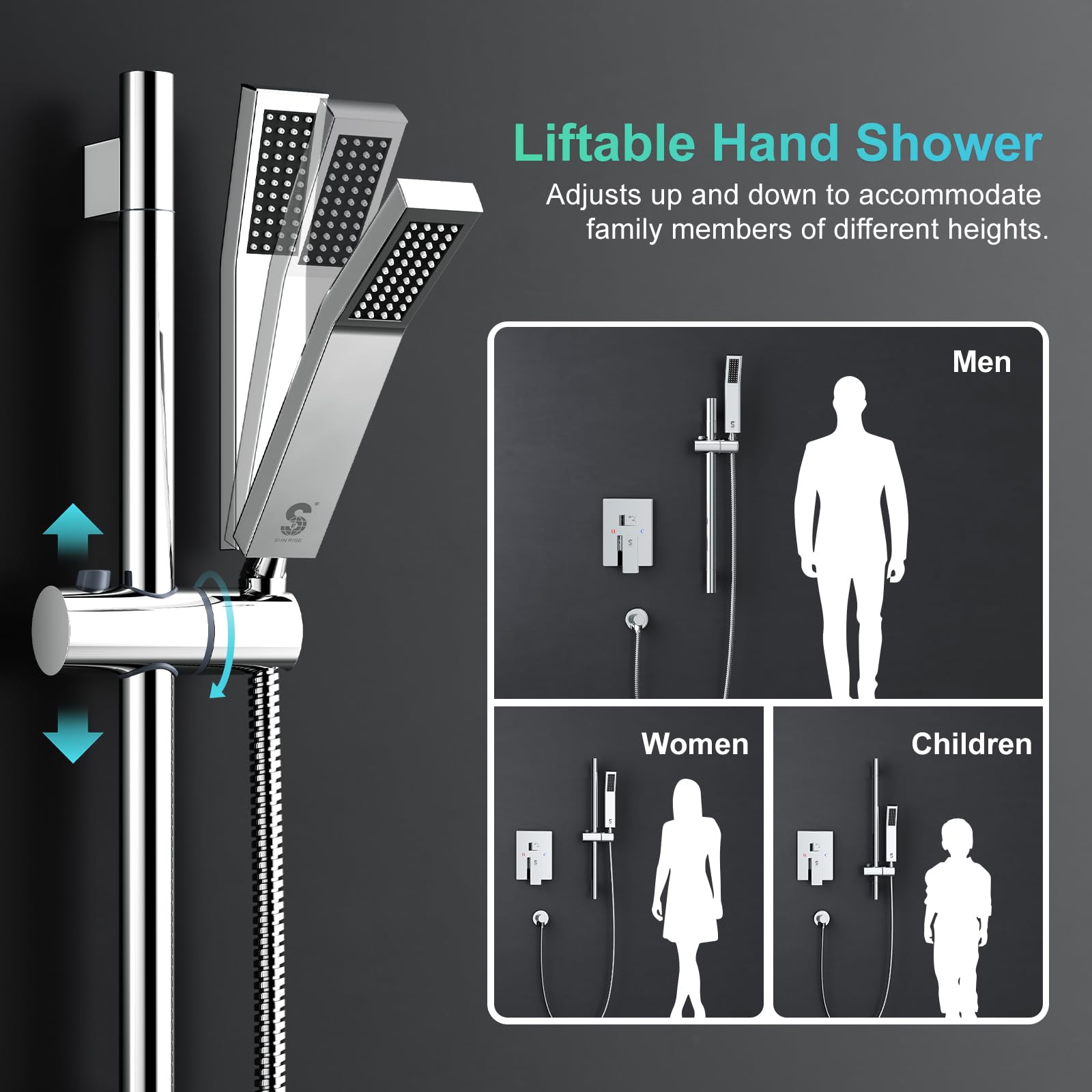 Slide Bar Shower Faucet Luxury High Pressure Shower Heads and Handheld shower Combo Set Wall Mounted Shower System
