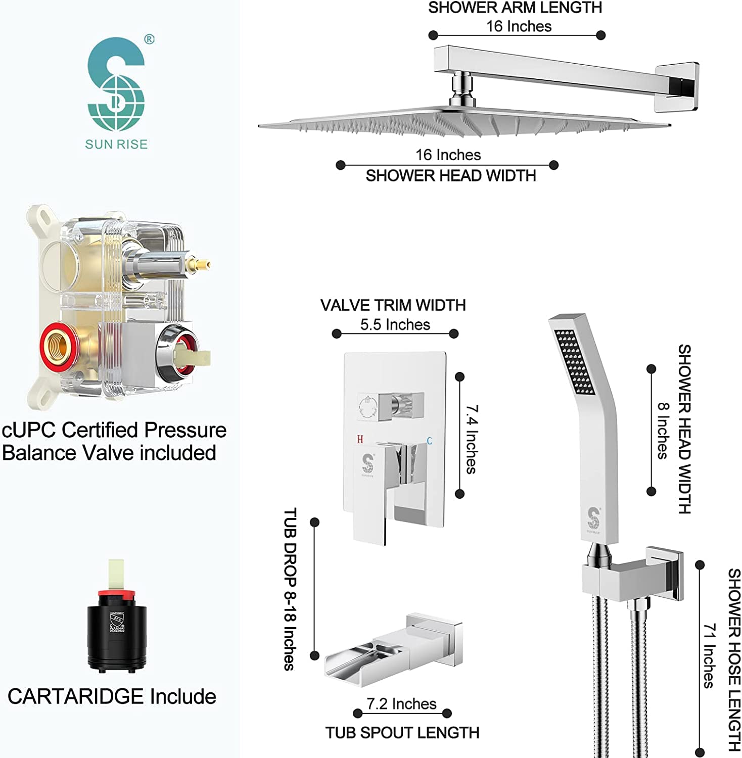 Bathtub Faucet Shower System with Tub Spout