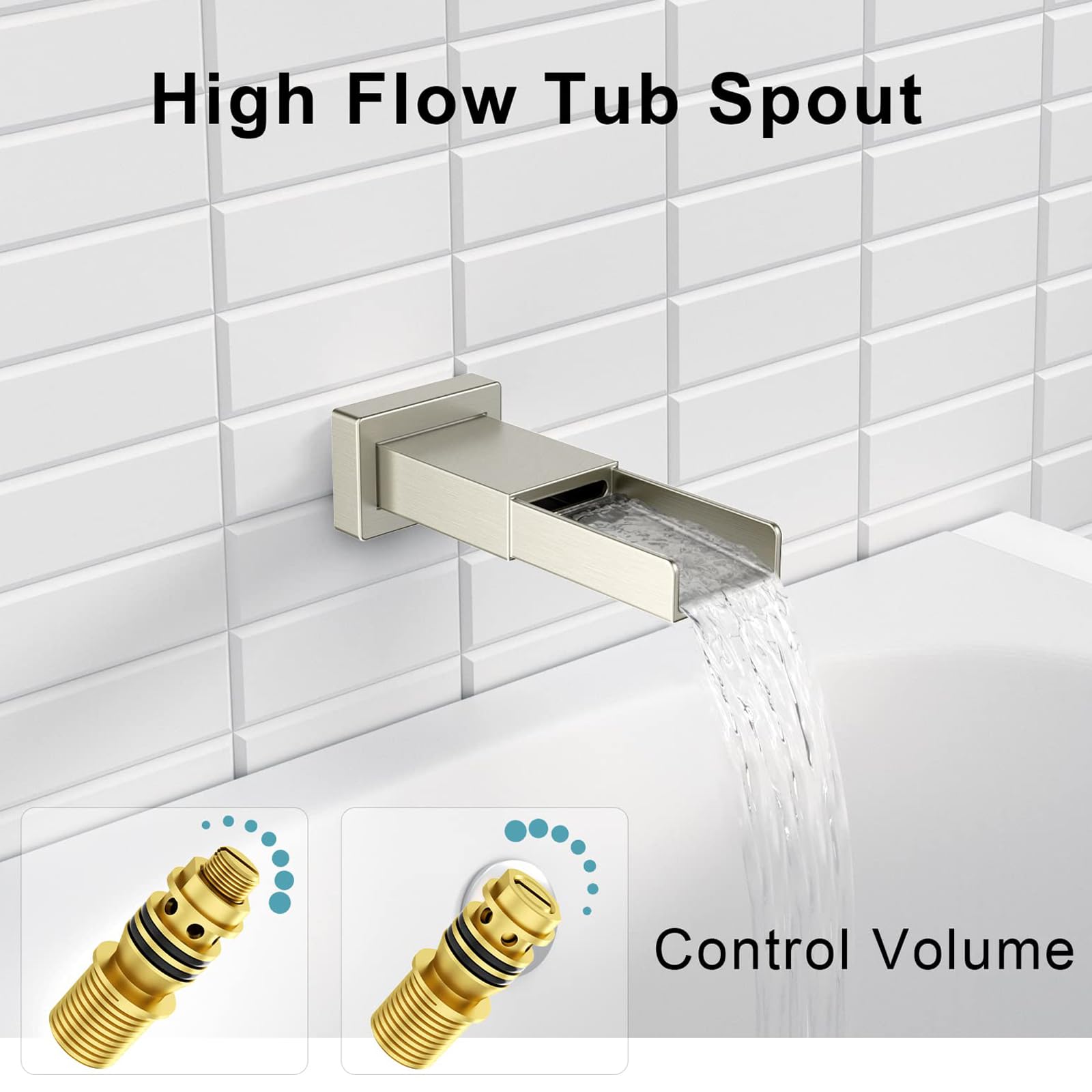 Bathtub Faucet Shower System with Tub Spout