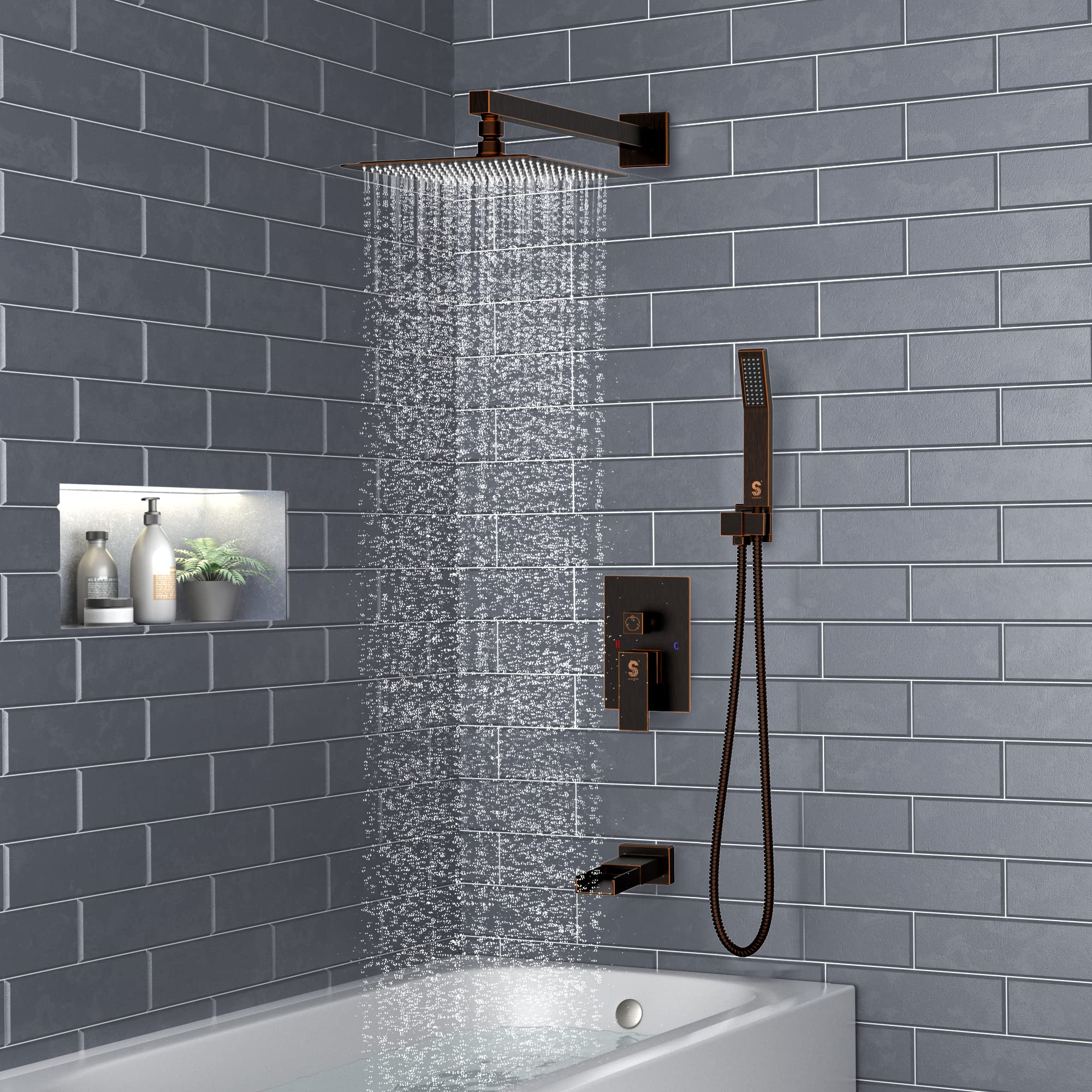 Bathtub Faucet Shower System with Tub Spout
