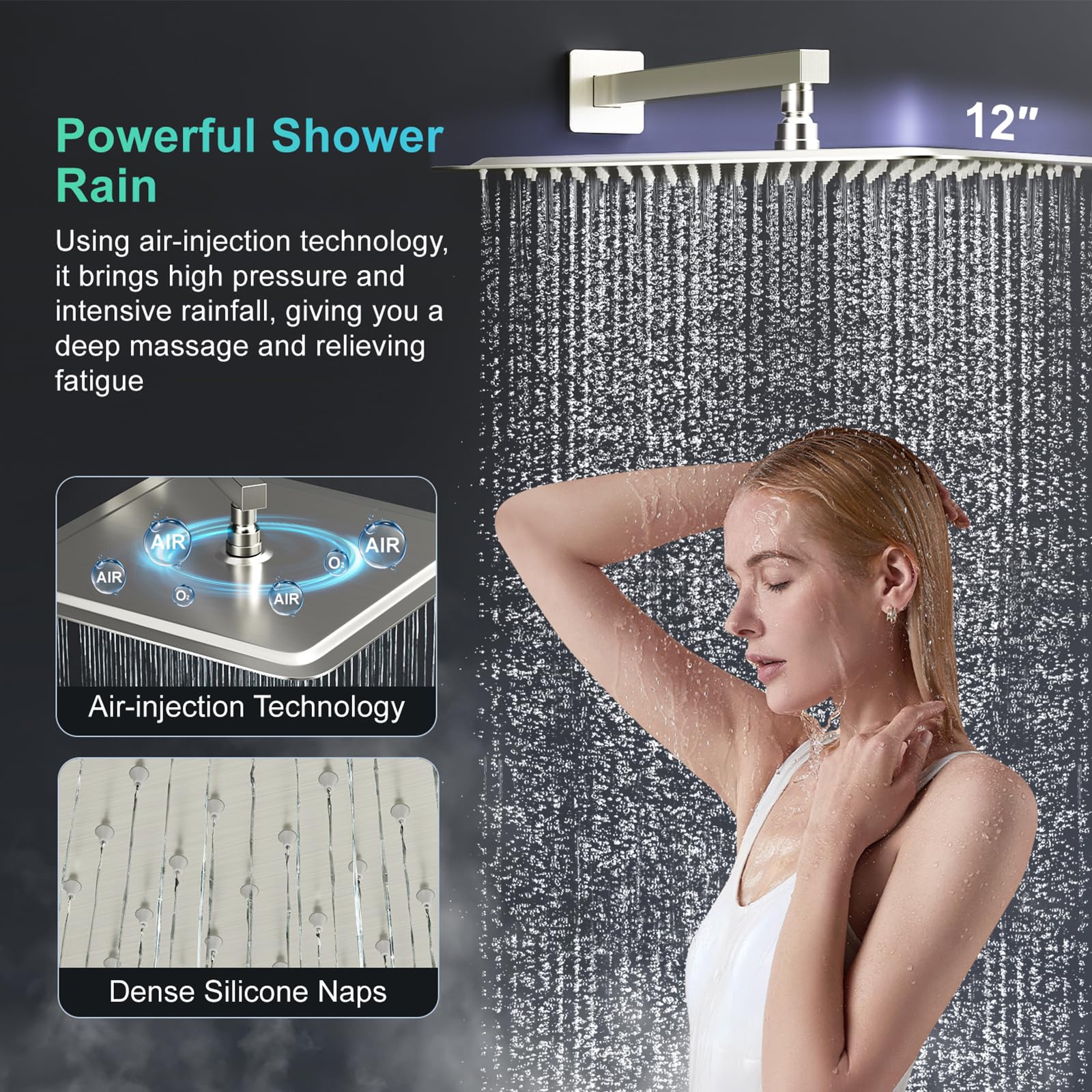 Slide Bar Shower Faucet Luxury High Pressure Shower Heads and Handheld shower Combo Set Wall Mounted Shower System