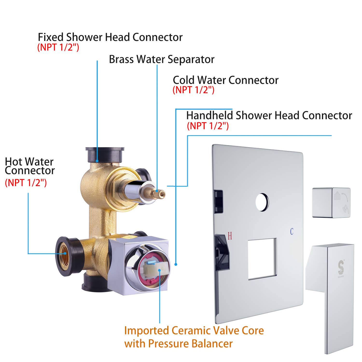 Bathtub Faucet Shower System with Tub Spout