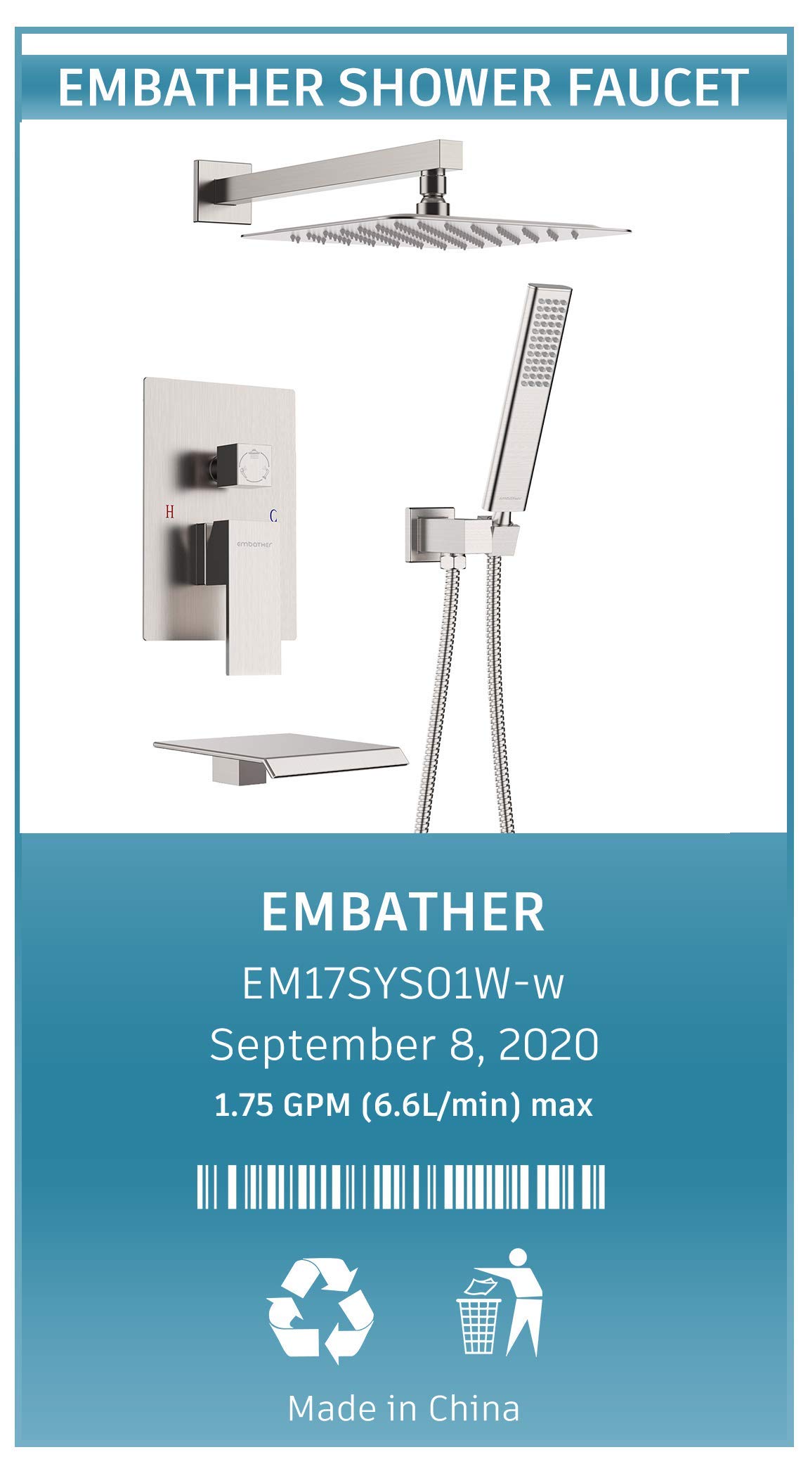 Shower System with Tub Spout Faucet Set