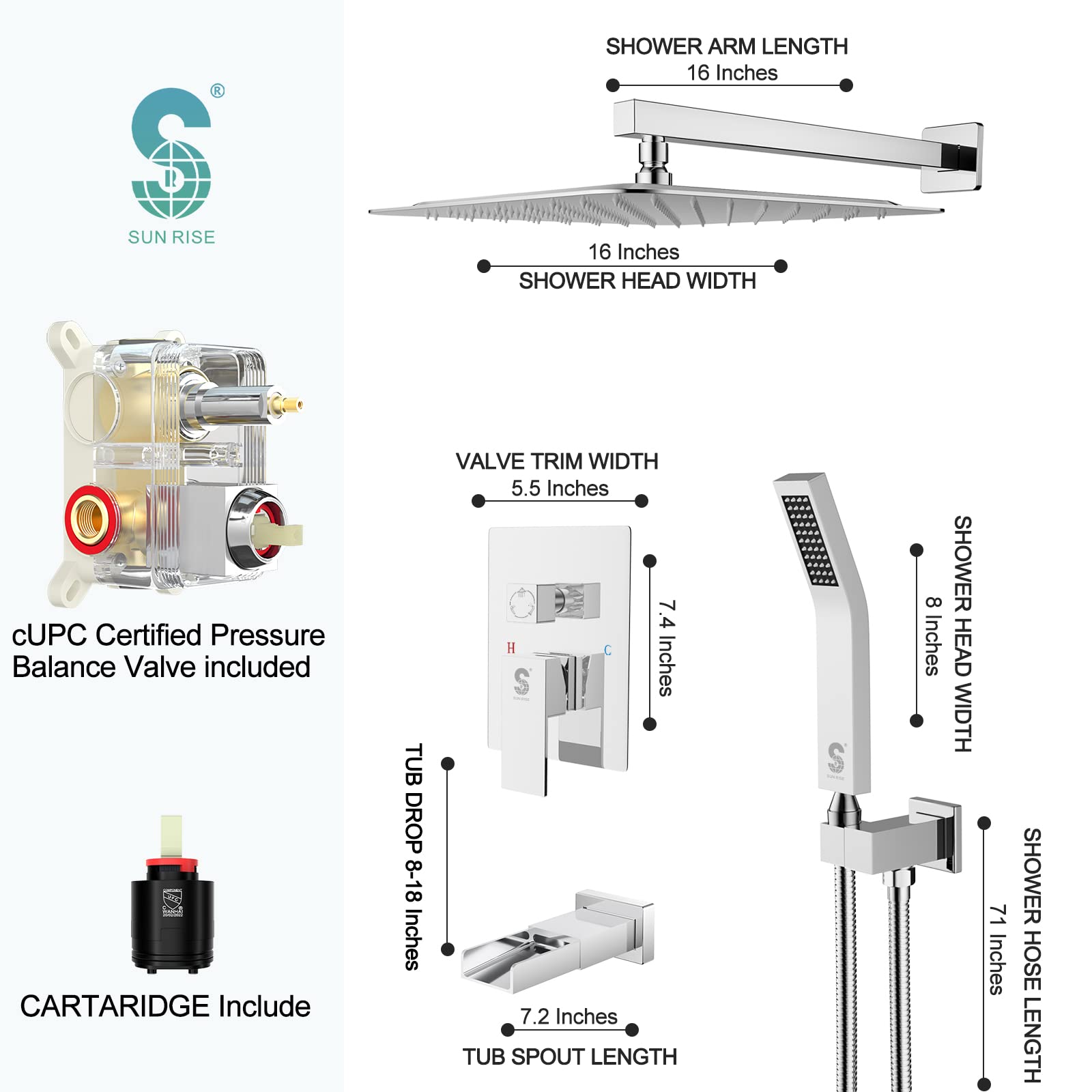 Bathtub Faucet Shower System with Tub Spout