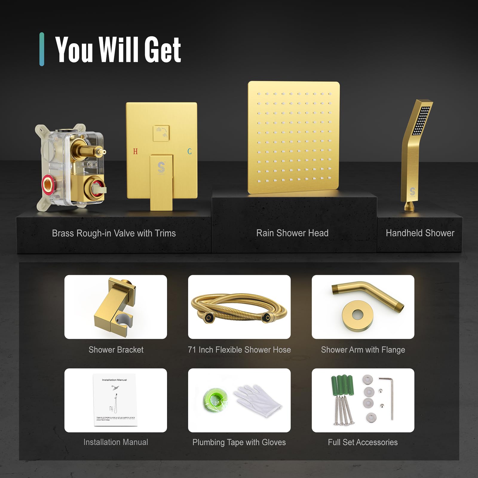 8 Inch Bend Pipe Shower Set (Square)