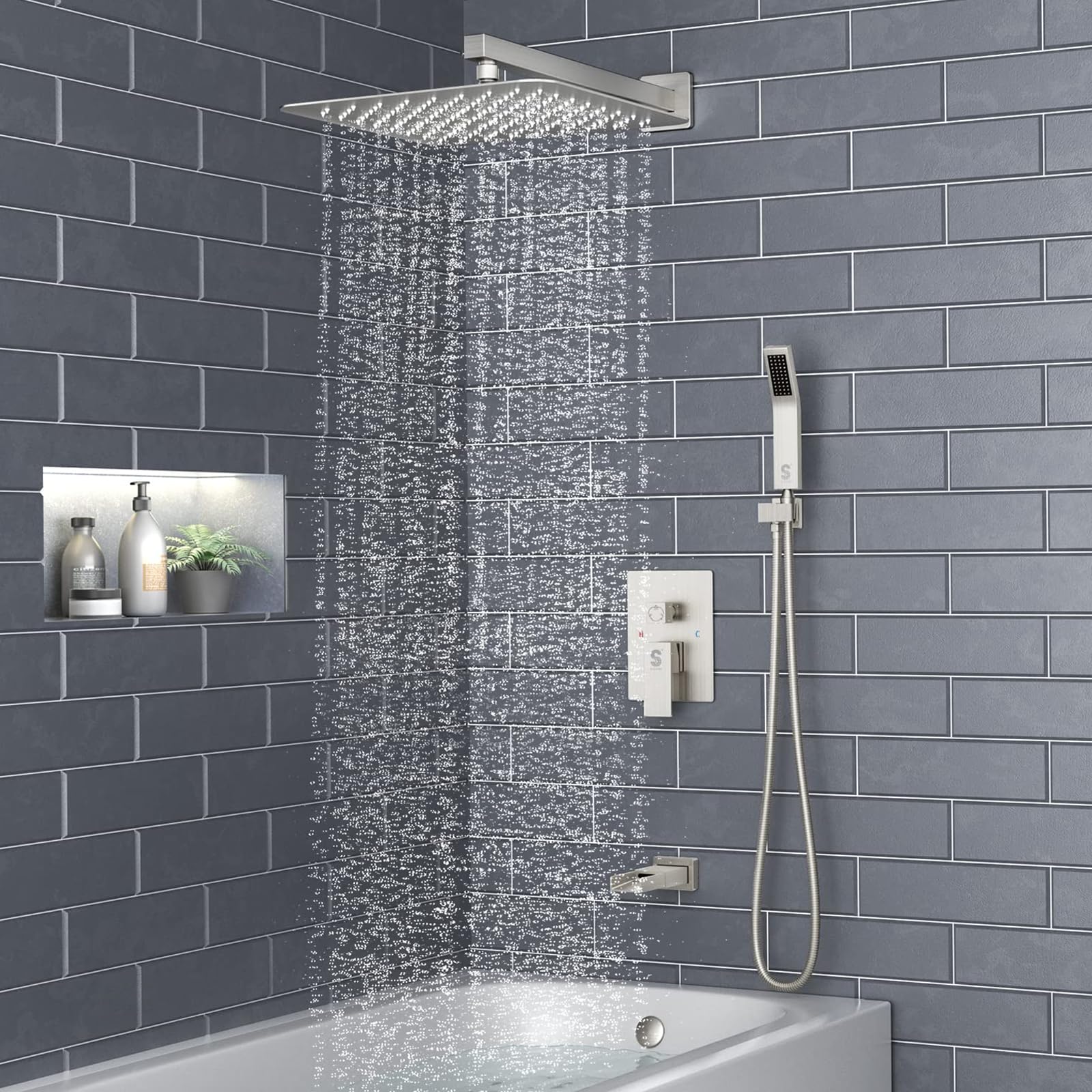 Bathtub Faucet Shower System with Tub Spout