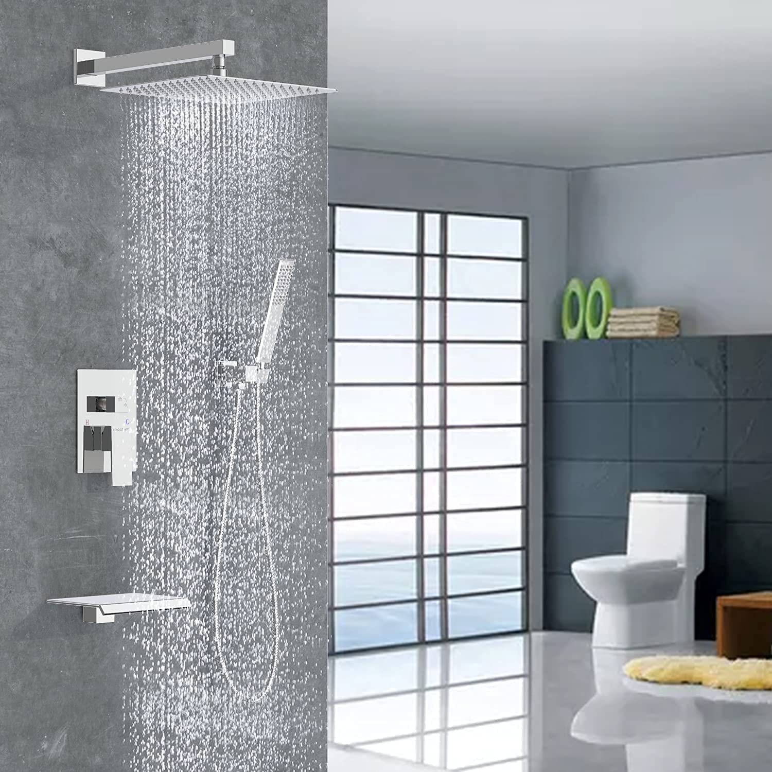 Shower System with Tub Spout Faucet Set