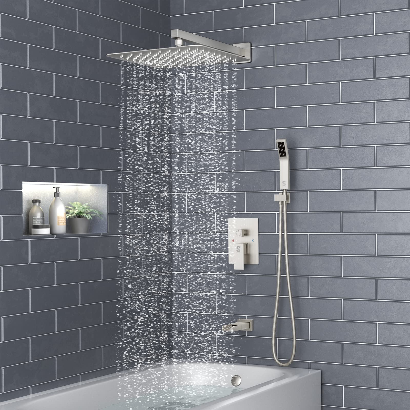 Bathtub Faucet Shower System with Tub Spout