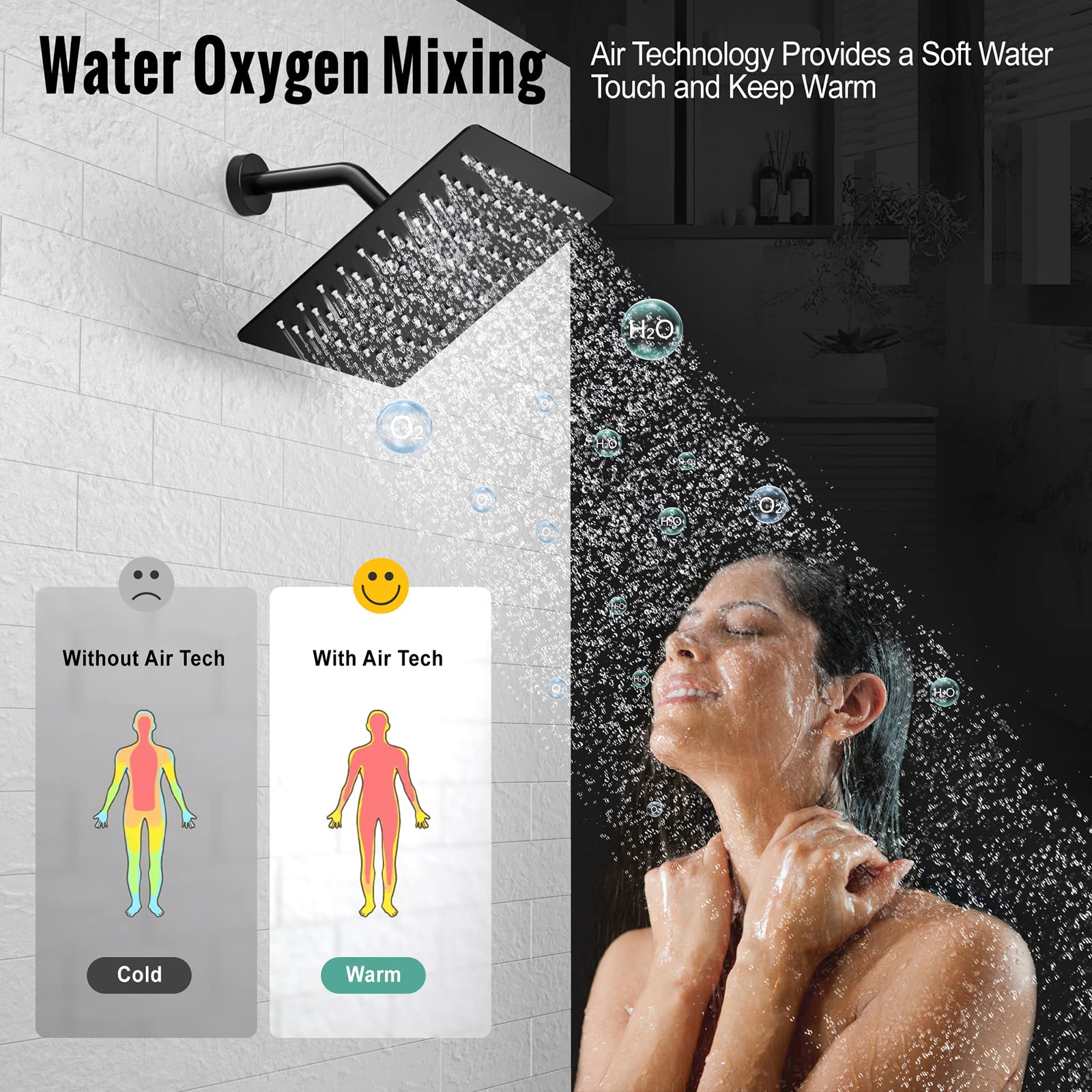 8 Inch Bend Pipe Shower Set (Square)