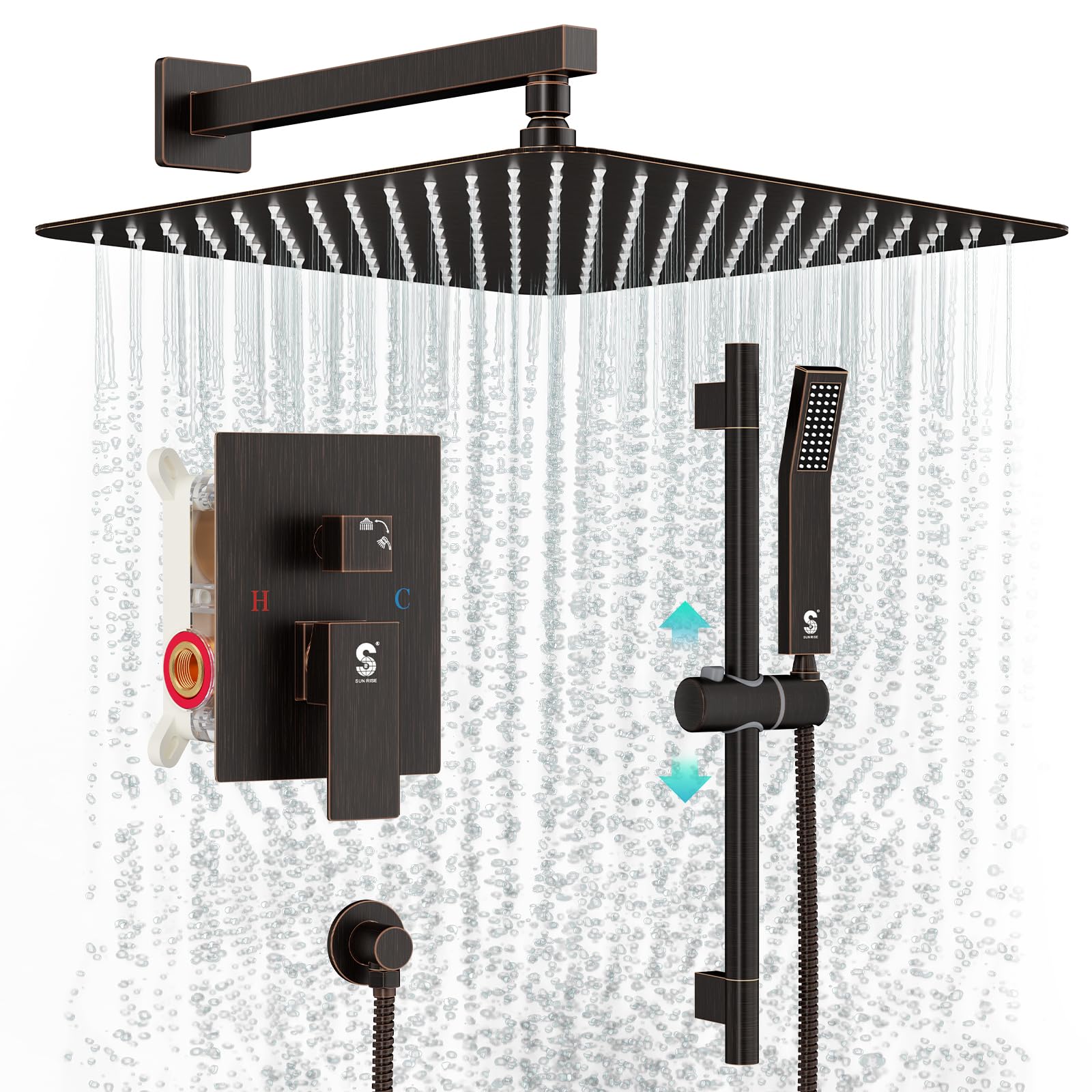 Slide Bar Shower Faucet Luxury High Pressure Shower Heads and Handheld shower Combo Set Wall Mounted Shower System