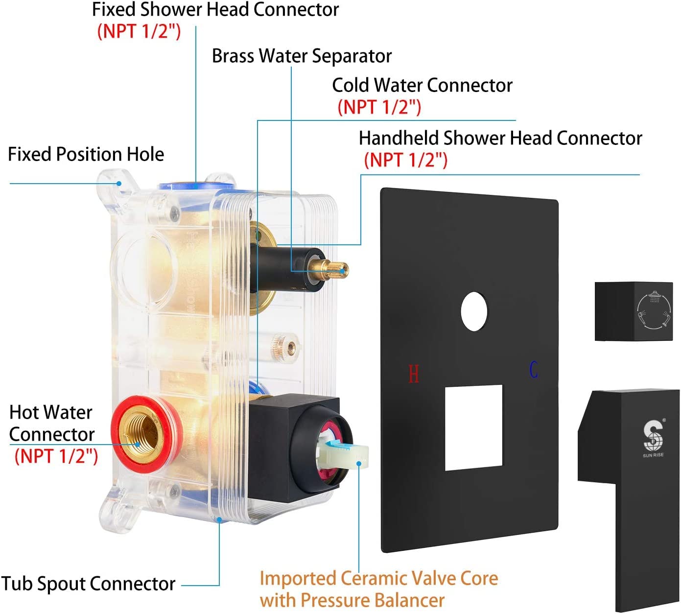 Bathtub Faucet Shower System with Tub Spout