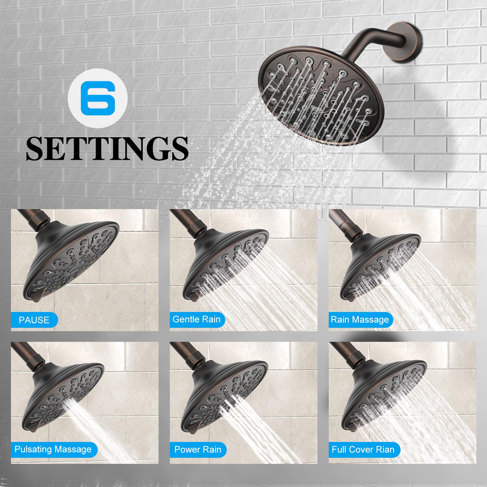 6 Inch Shower Kit （Round）